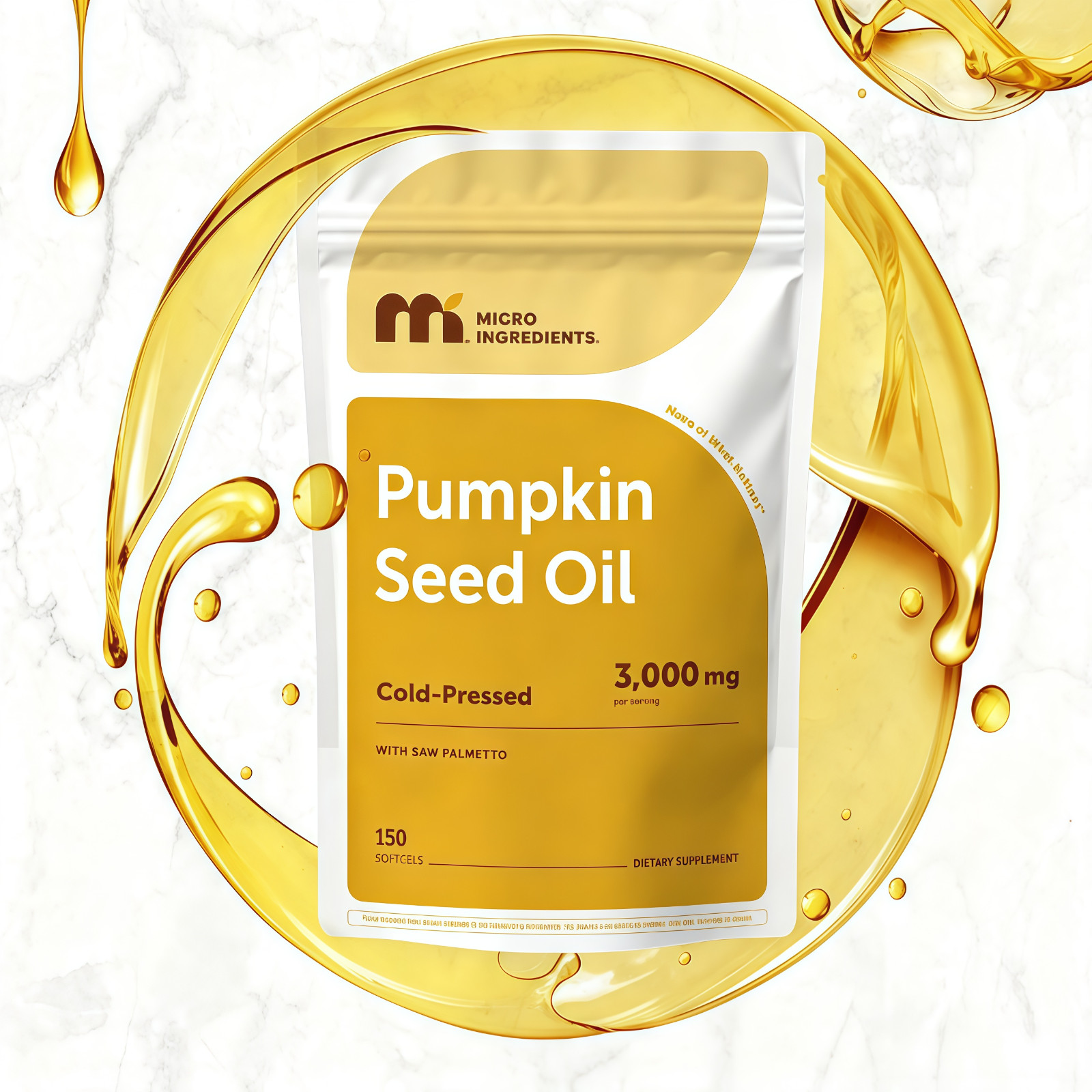 Micro Ingredients Pumpkin Seed Oil Saw Palmetto 150 Softgels GF Vegan Friendly