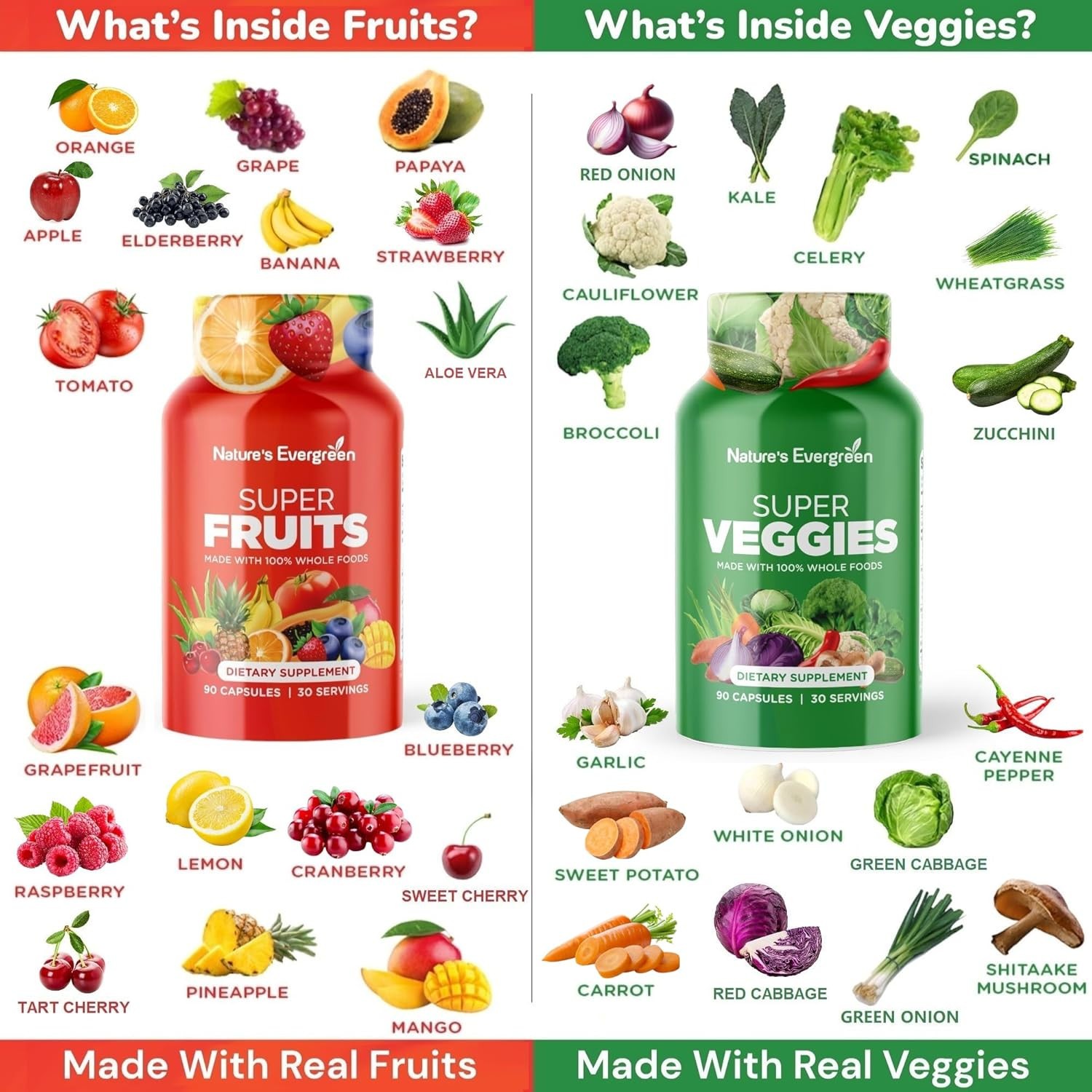 Super Fruits and Veggies Supplement Balance of Daily Nature Vegetables- Set of 2