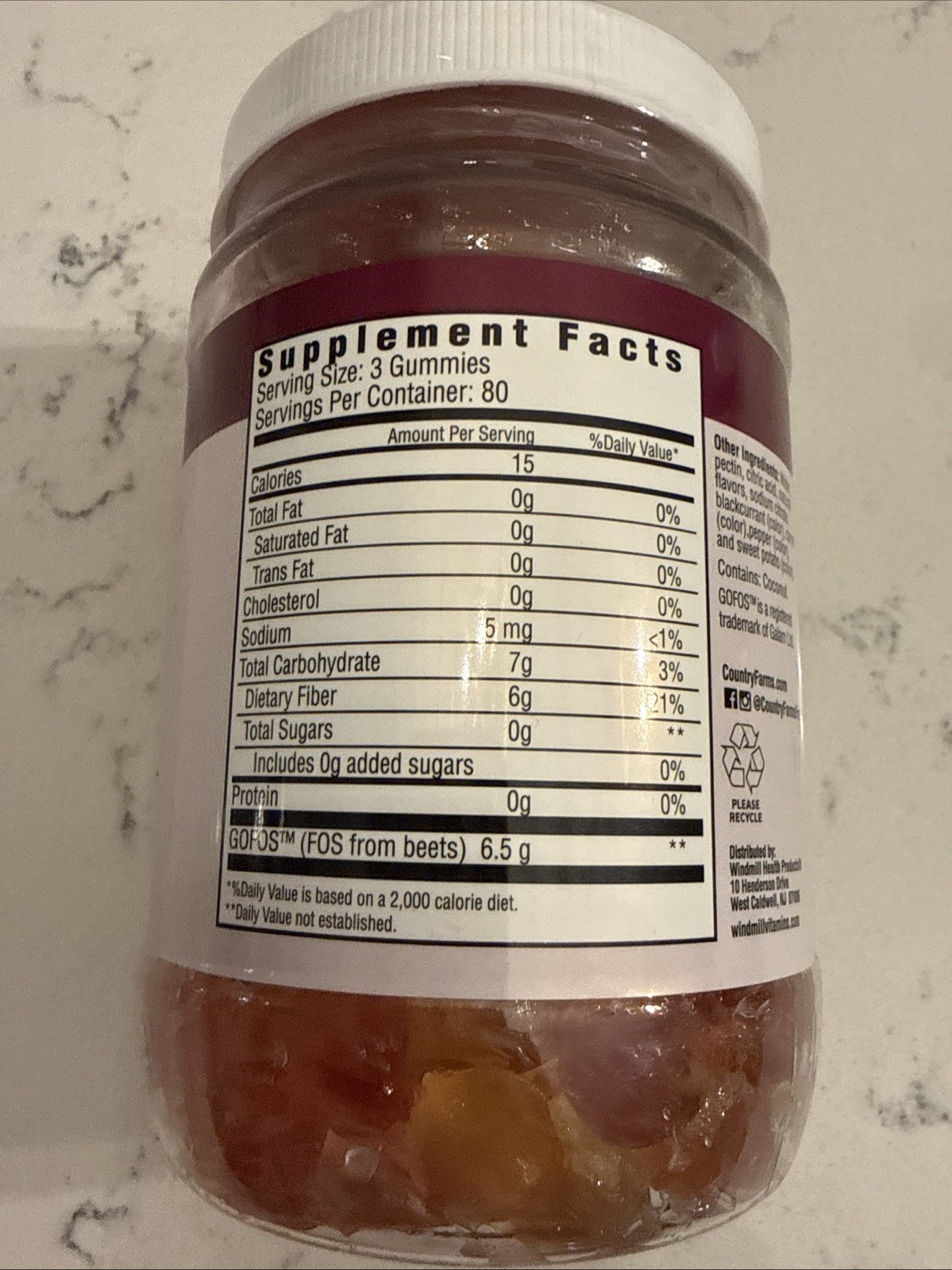 Country Farms Fiber Care 240 Prebiotic Fiber Gummies Mixed Fruit EXP 11/2027