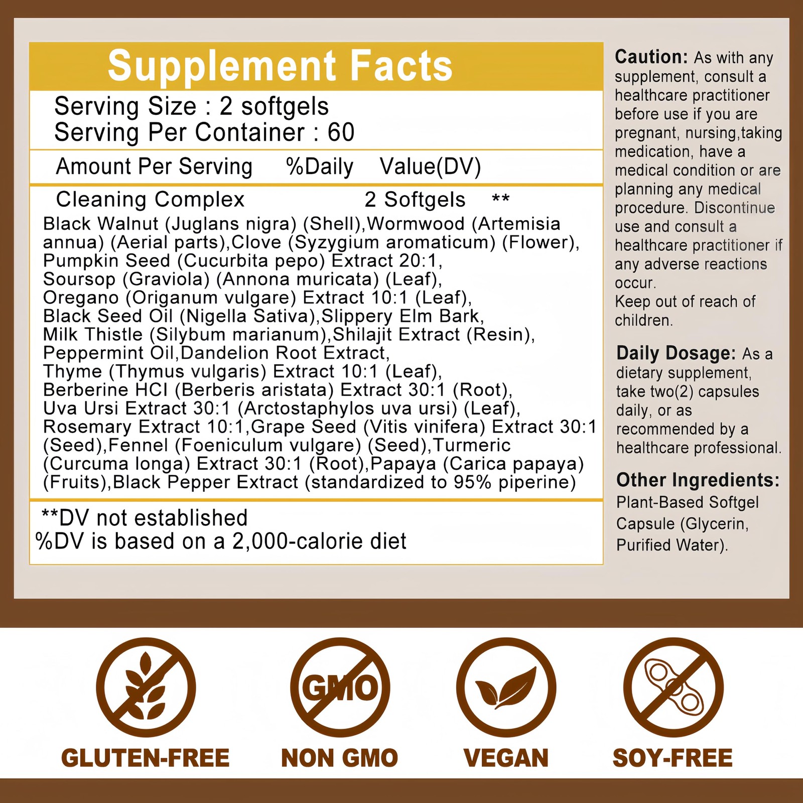 Wormwood Black Walnut Cleanse for Humans – High 120 Count (Pack of 1)