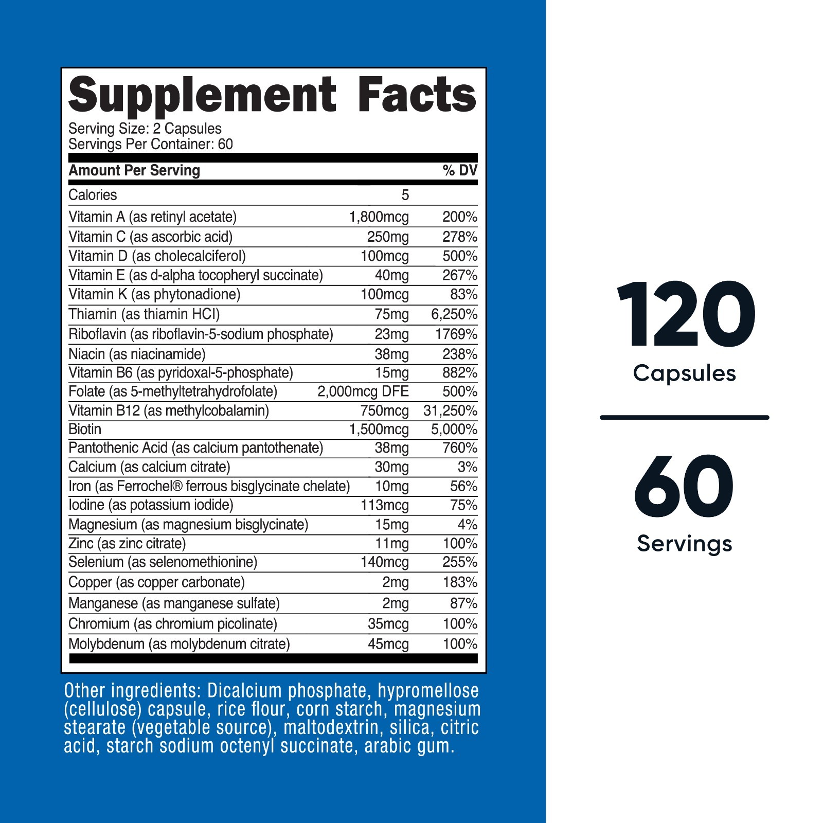 Nutricost Methylated Multivitamin 120 capsules, 60 servings