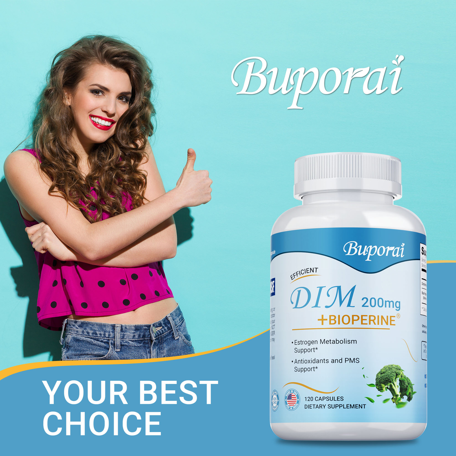 DIM (Diindolylmethane) 200mg – Black Pepper, Estrogen Hormone Menopause Support