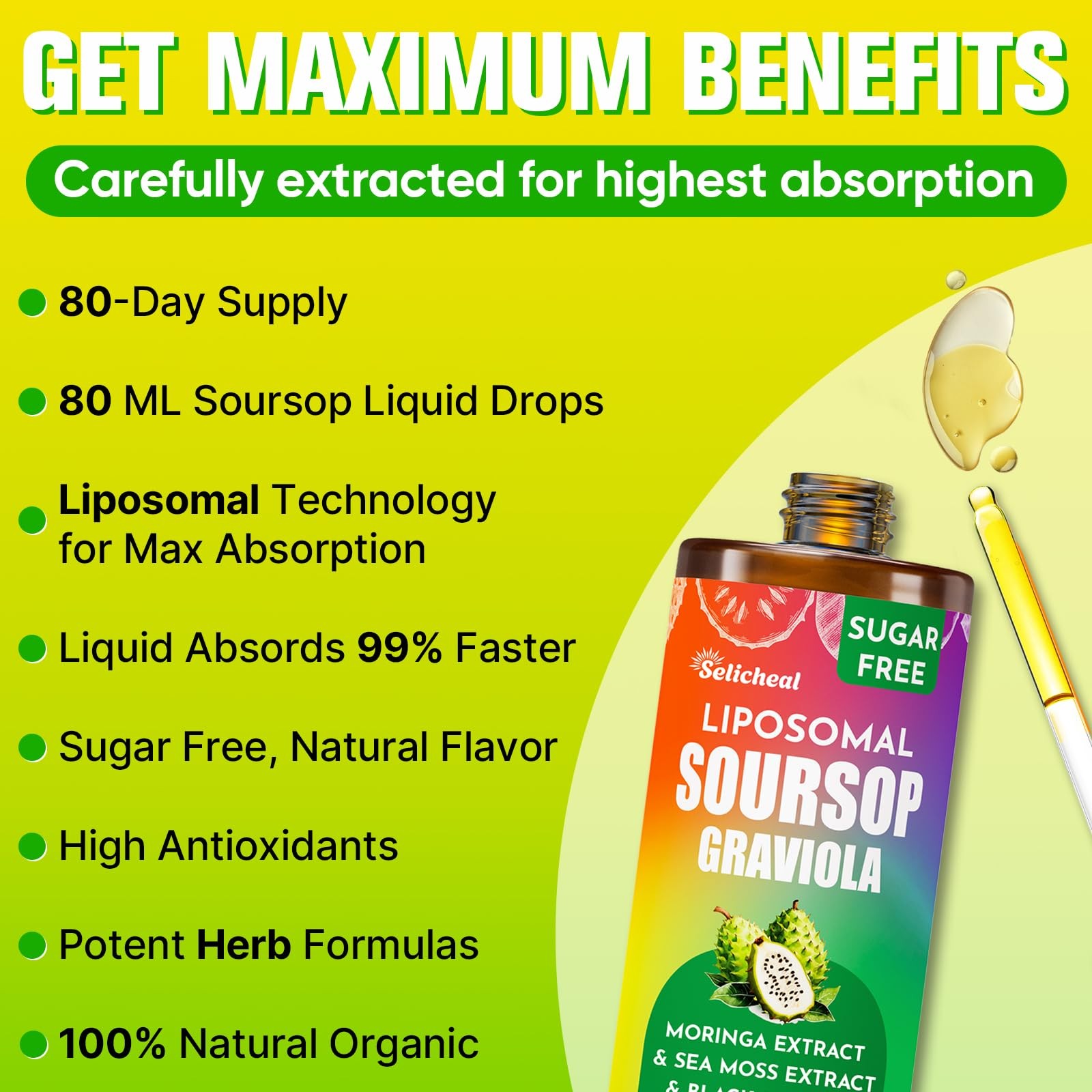 Soursop Bitters Liquid 880MG, Multivitamin 2.8 Fl Oz (Pack of 2)