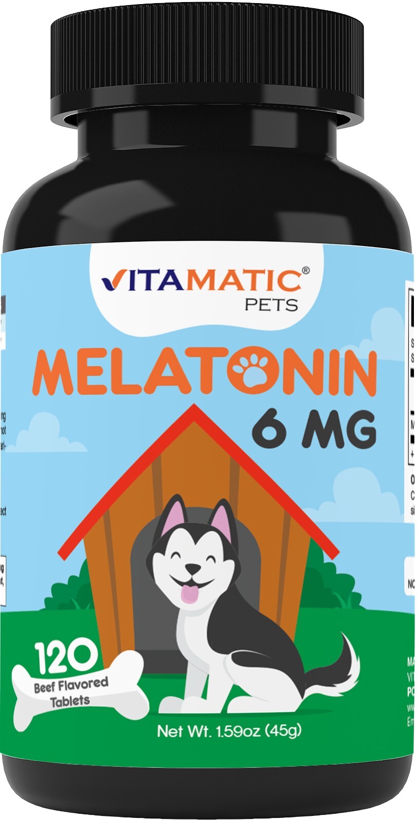 Vitamatic Melatonin for Dogs 6 mg 120 Beef Flavored Chewable Tablets