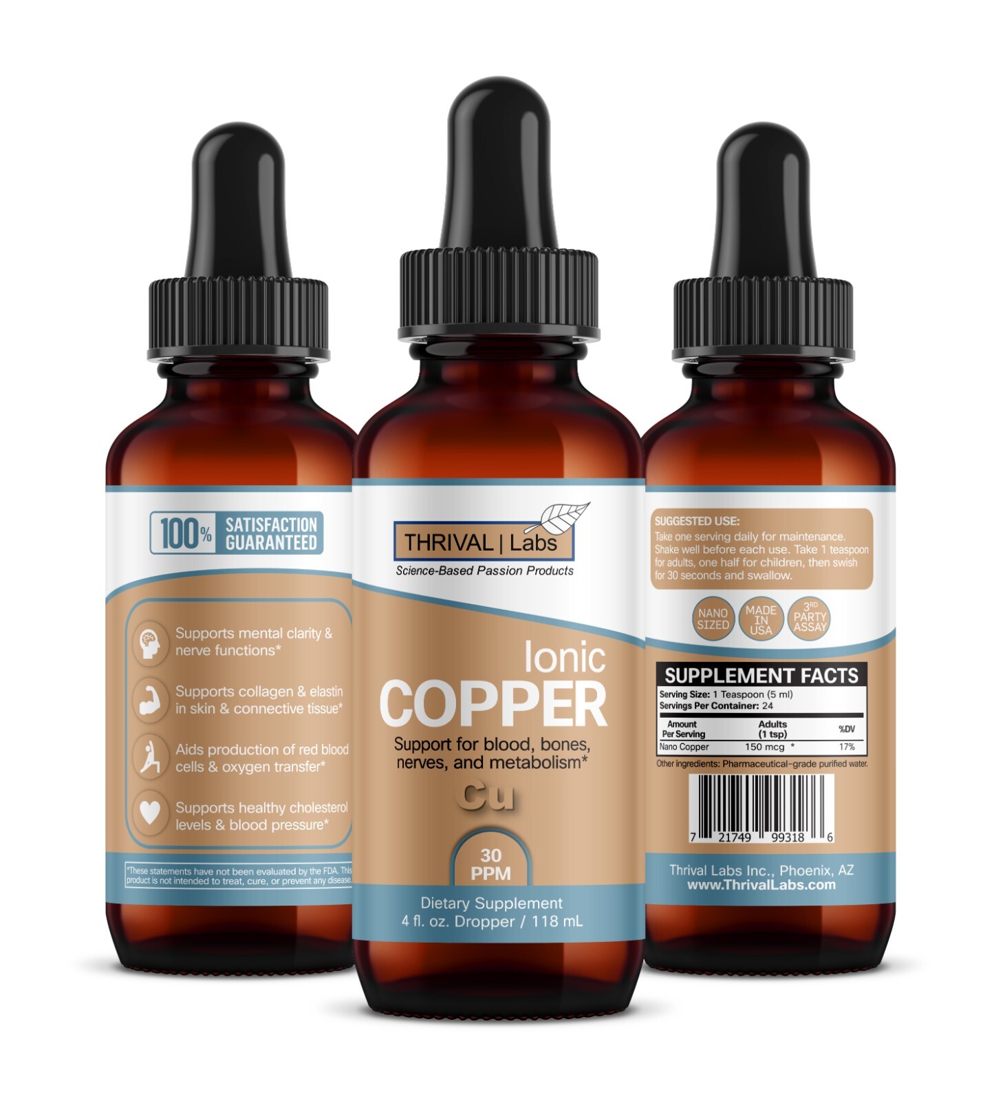 Ionic Colloidal Copper Liquid (4oz/30 PPM) | Blood | Hair | Skin – Thrival Labs