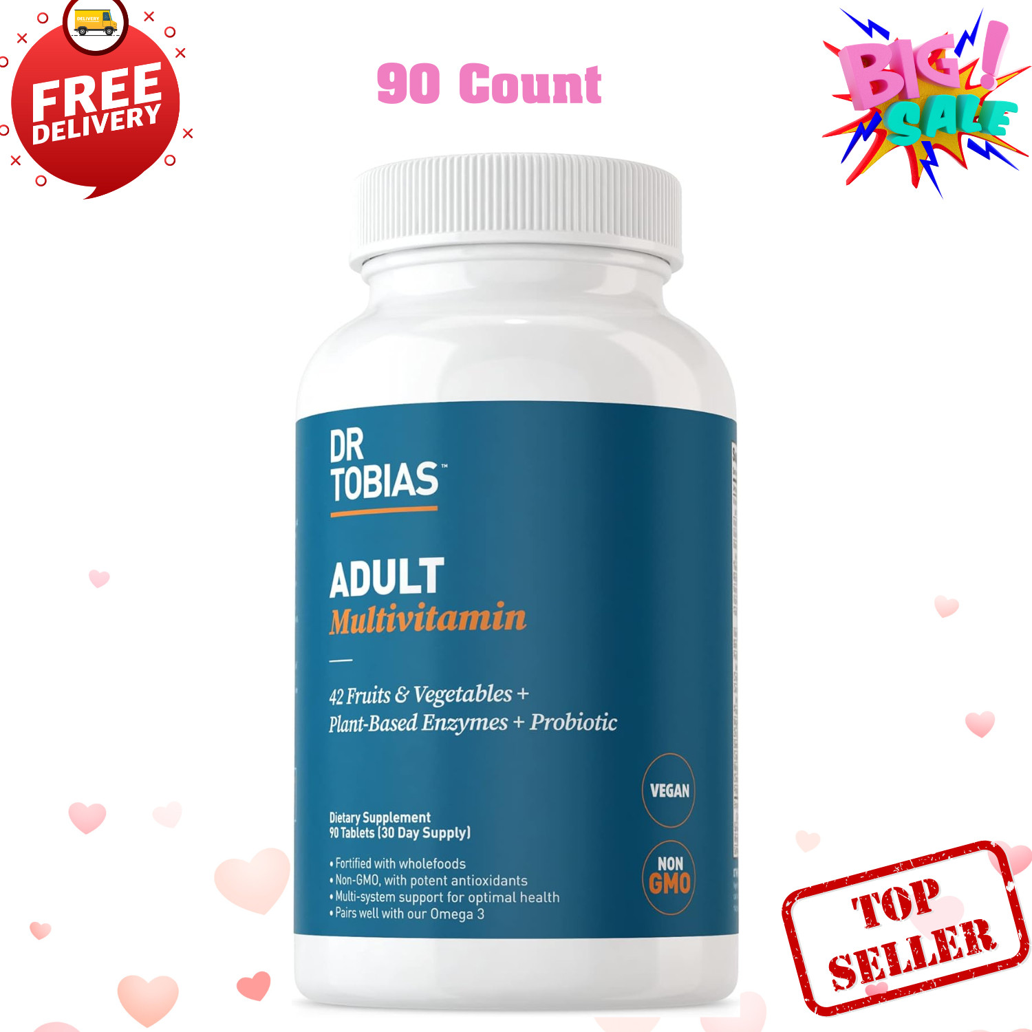 Dr. Tobias Adult Multivitamin for Women & Men, Energy & Immune Support, 90 CT