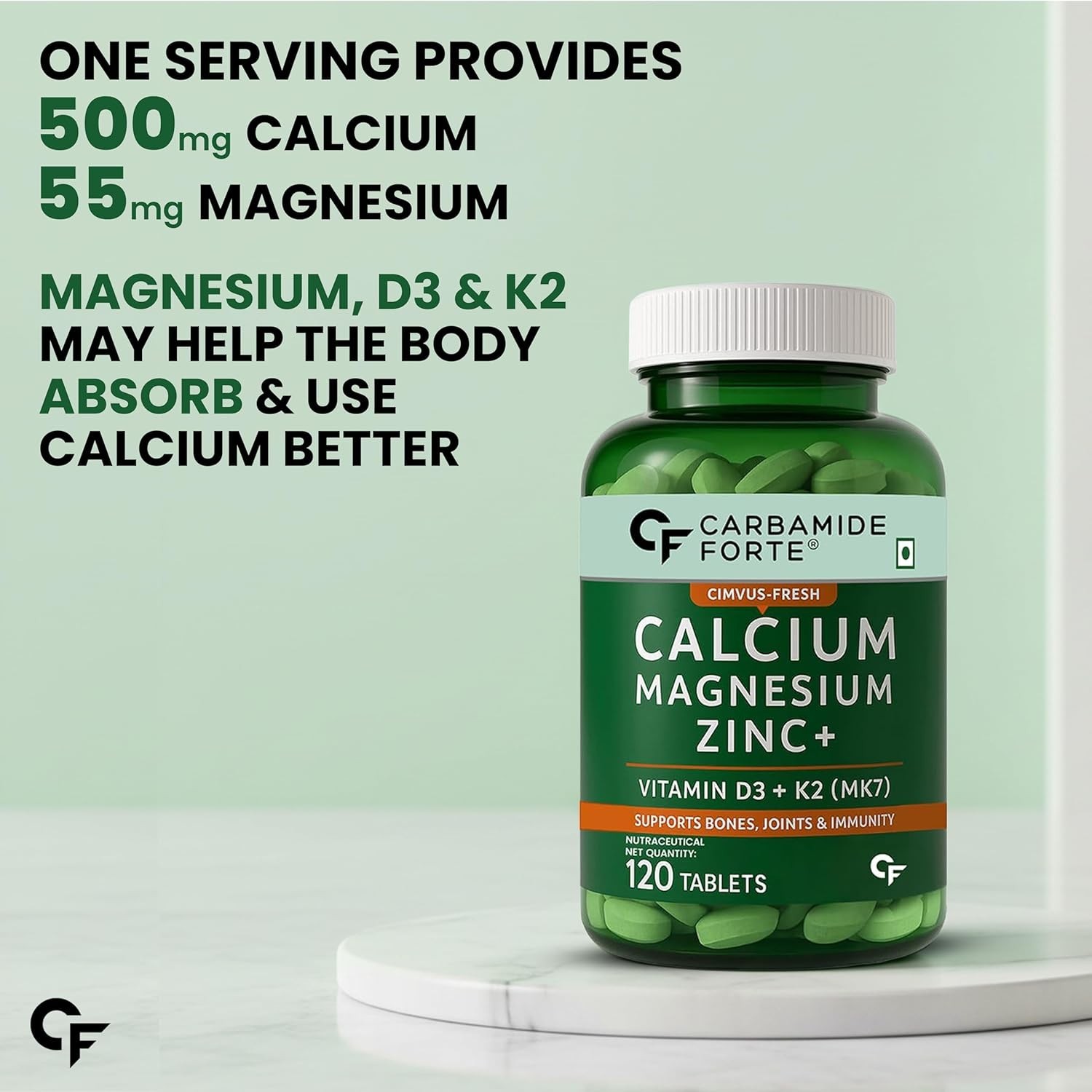3 Pack Carbamide .Forte Calcium D3 K2 Tablets 360 Ct
