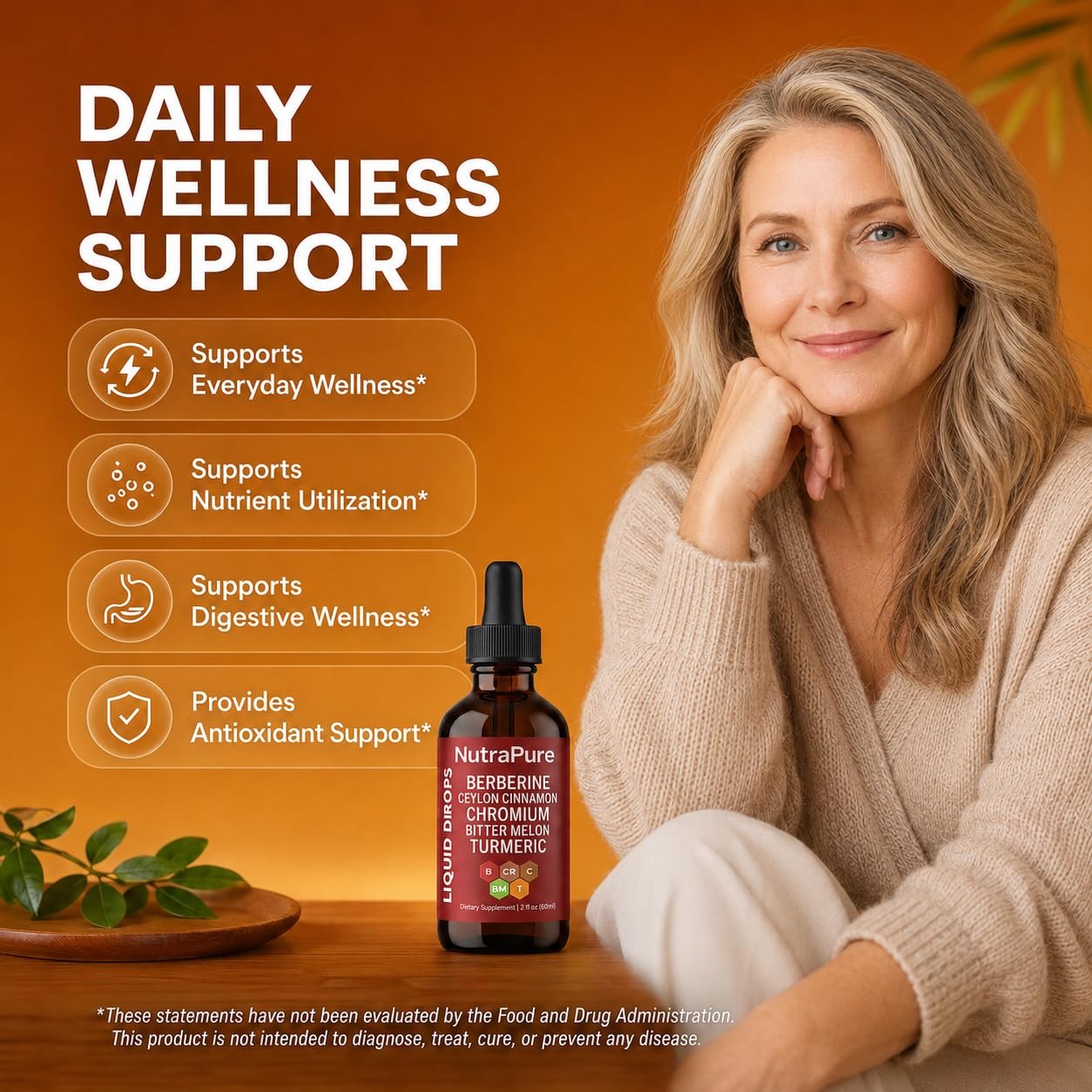 NutraPure Berberine Drops, Pure Berberine Drops with Ceylon Cinnamon, Chromium
