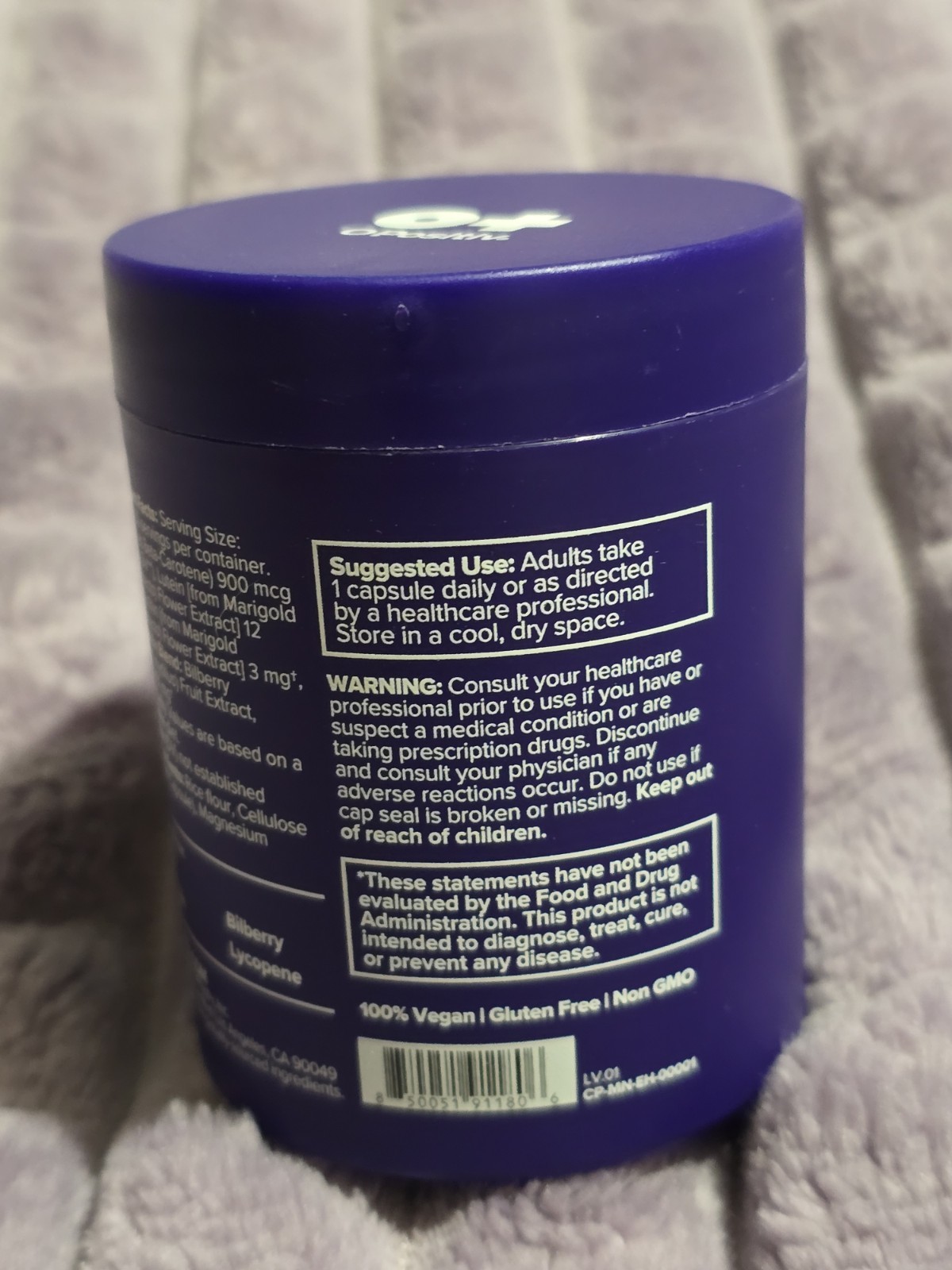 O Positiv MENO Eye Health Capsules Lutein, Zeaxanthin, Bilberry Extract, Vitamin