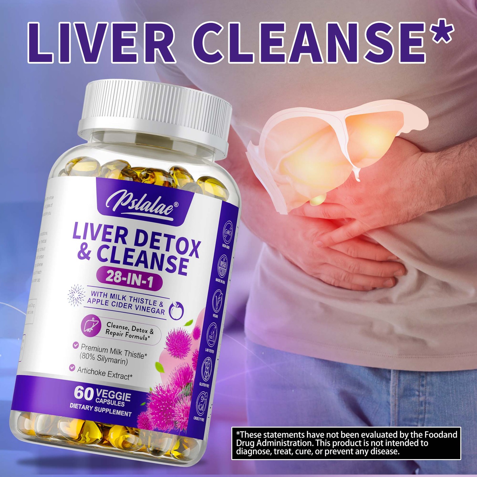 28-In-1 Liver Detox & Cleanse – Liver Support Supplements – with Milk Thistle