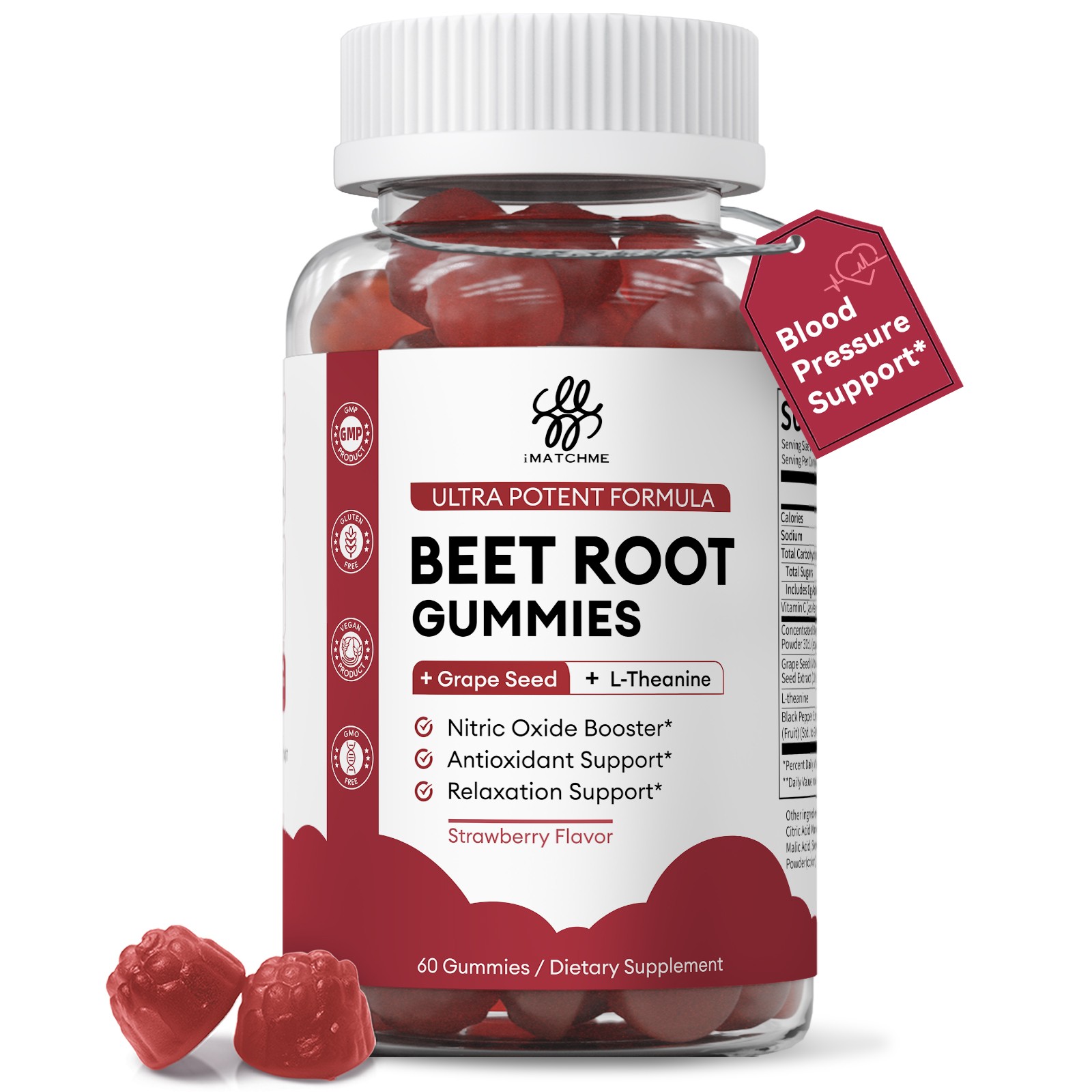 1-5X Beet Root 60 Gummies Capsules for Circulation & Natural Energy Boost