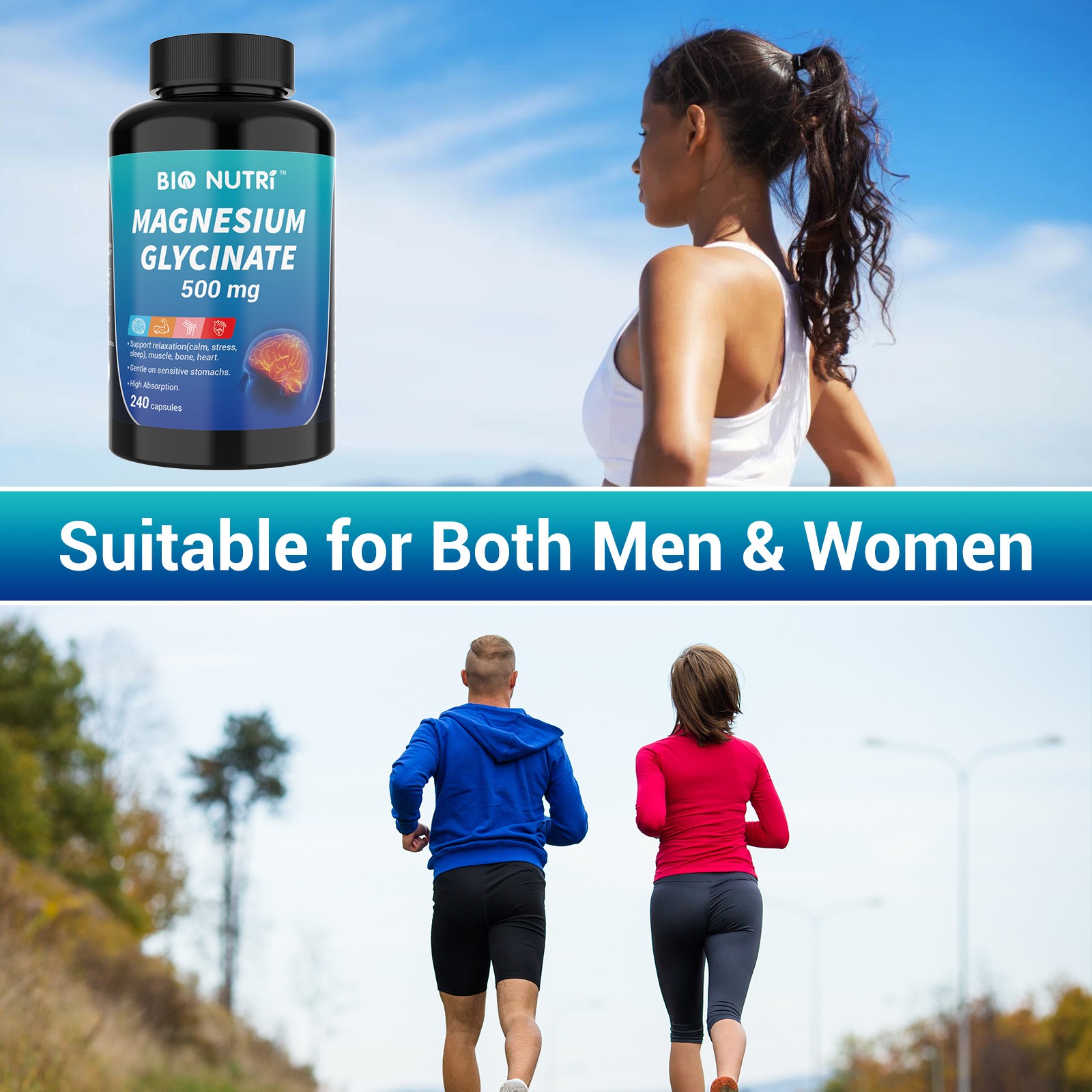Magnesium Glycinate 500mg 240 Capsules For Sleep Stress Relief Support Bone Lot