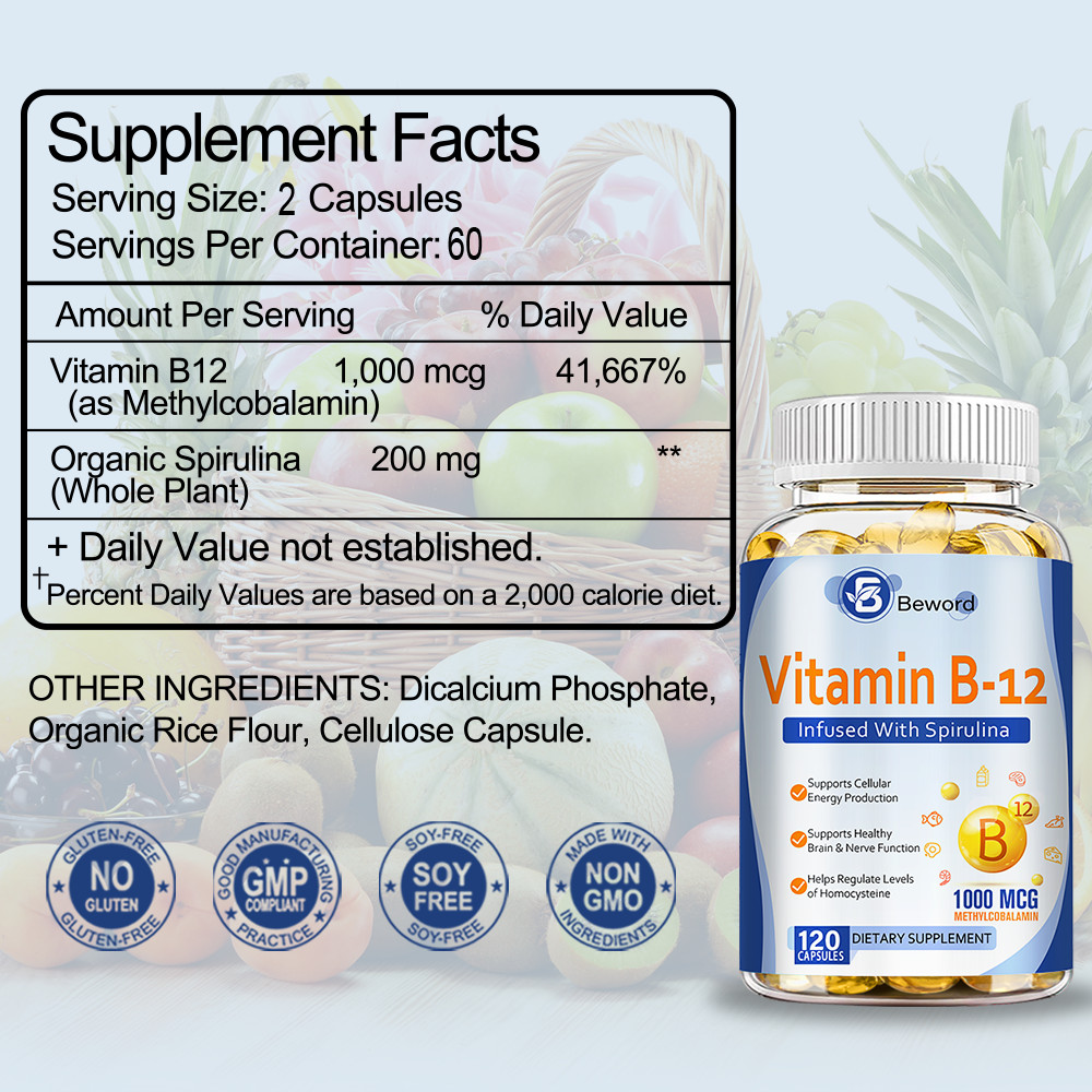 Vitamin B12 1000mcg High Strength Nervous System Support 120 Softgels