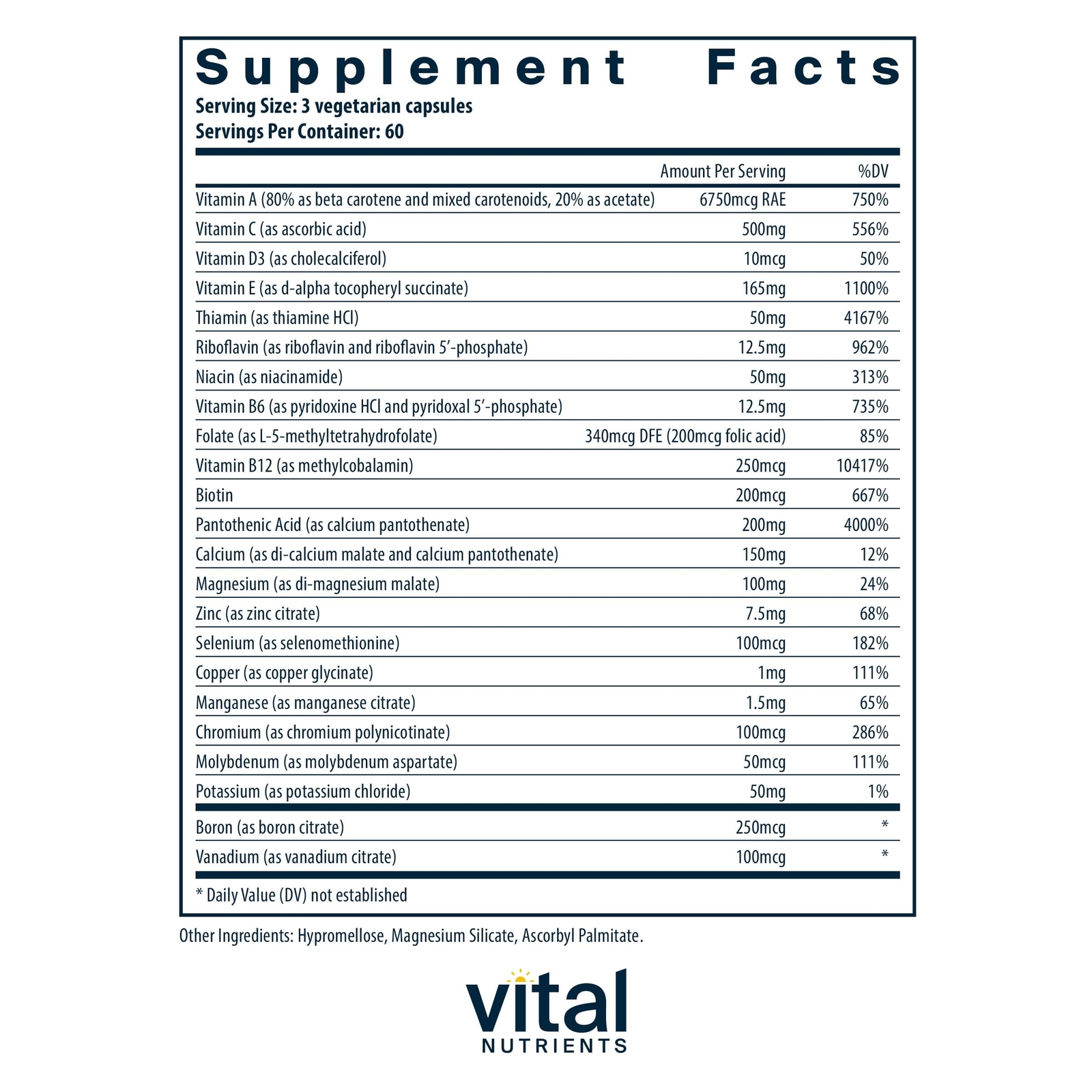 Vital Nutrients Full Spectrum Methylated Multivitamin 120 Count Multivitamin