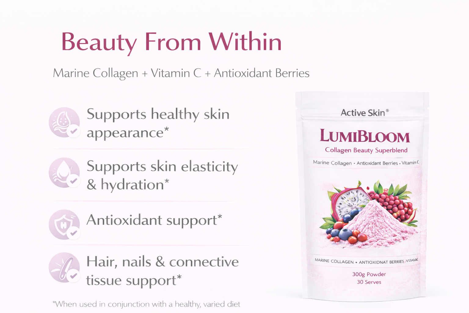 Collagen Beauty Blend Powder Marine Antioxidants Skin Elasticity