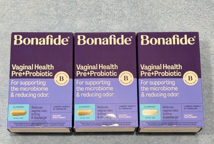 3 Boxes Bonafide Clairvee Vaginal Health Pre + Probiotic 15ct Exp 04/2027 New
