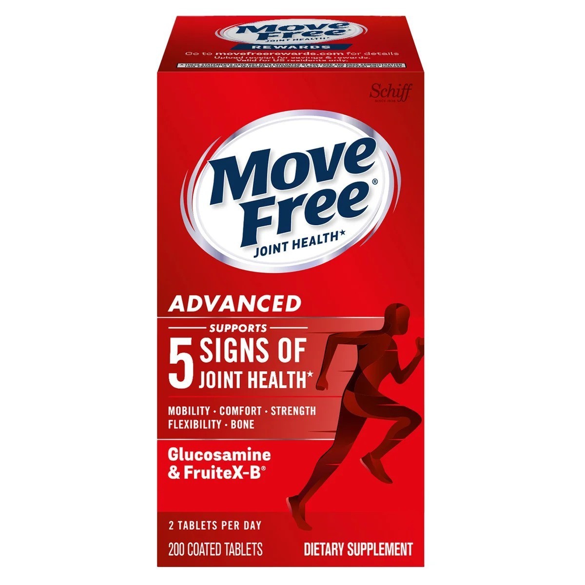 Schiff Move Free Advanced Joint Supplement, 200 Tablets, EXP 03/2028
