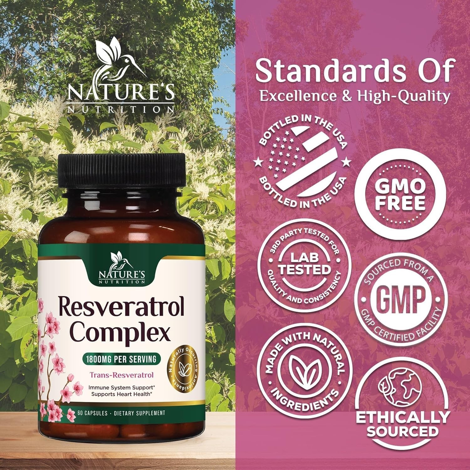Resveratrol Supplement 1800mg – Extra Strength Trans-Resveratrol, Antioxidant Bl