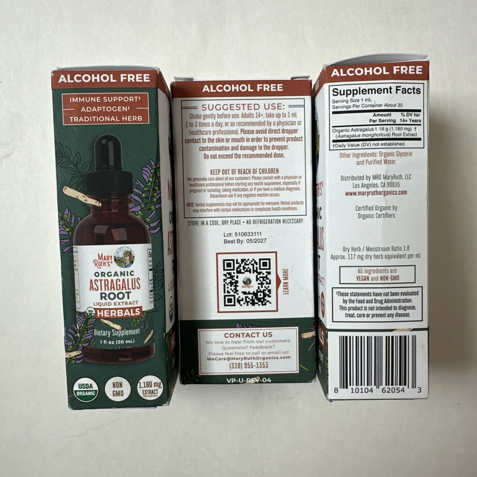 (3) MaryRuth Organics Astragalus Root, Immune Support and Focus 1 Fl Oz 05/27