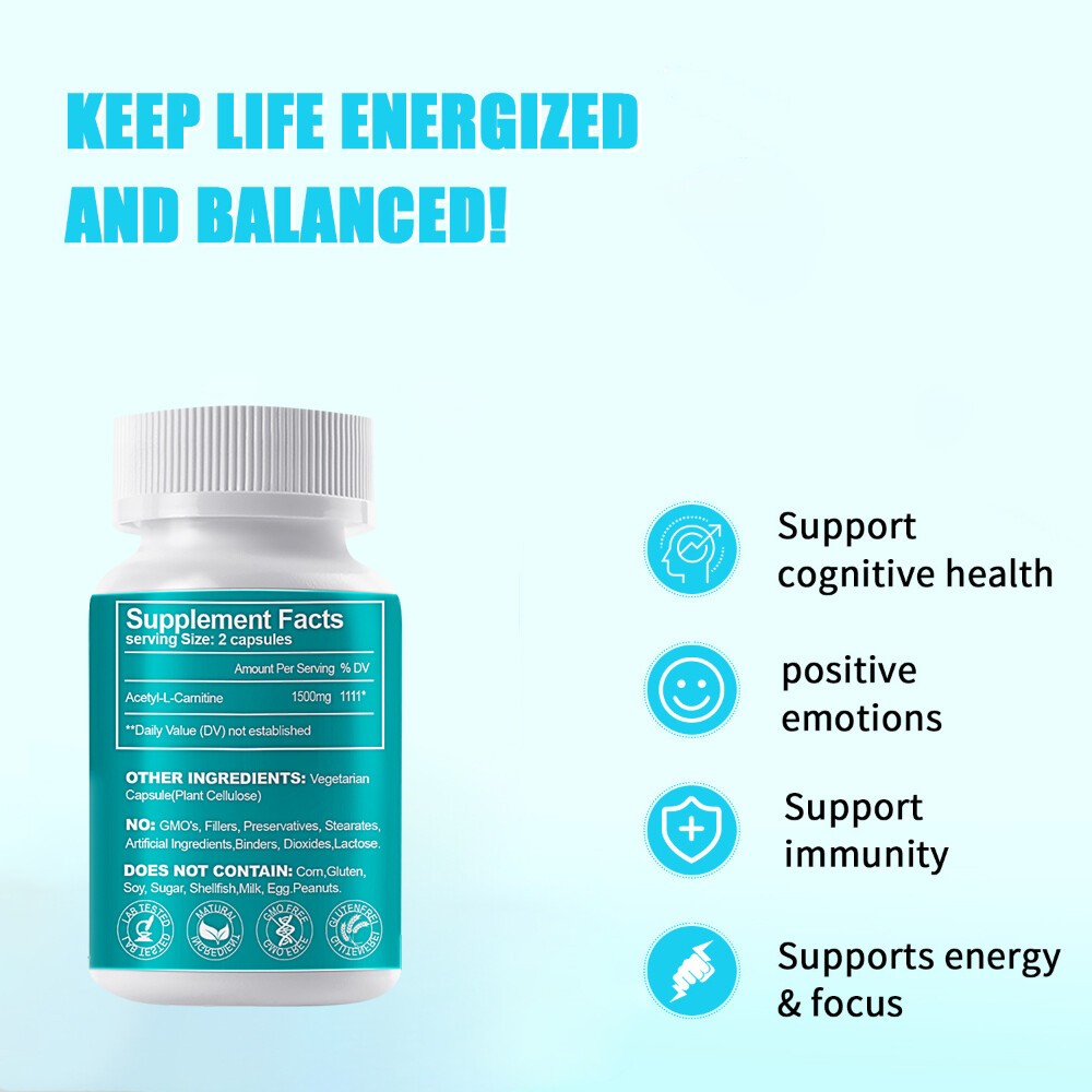 Acetyl L-Carnitine 1500mg – Nervous System Health Antioxidant 120 Capsules