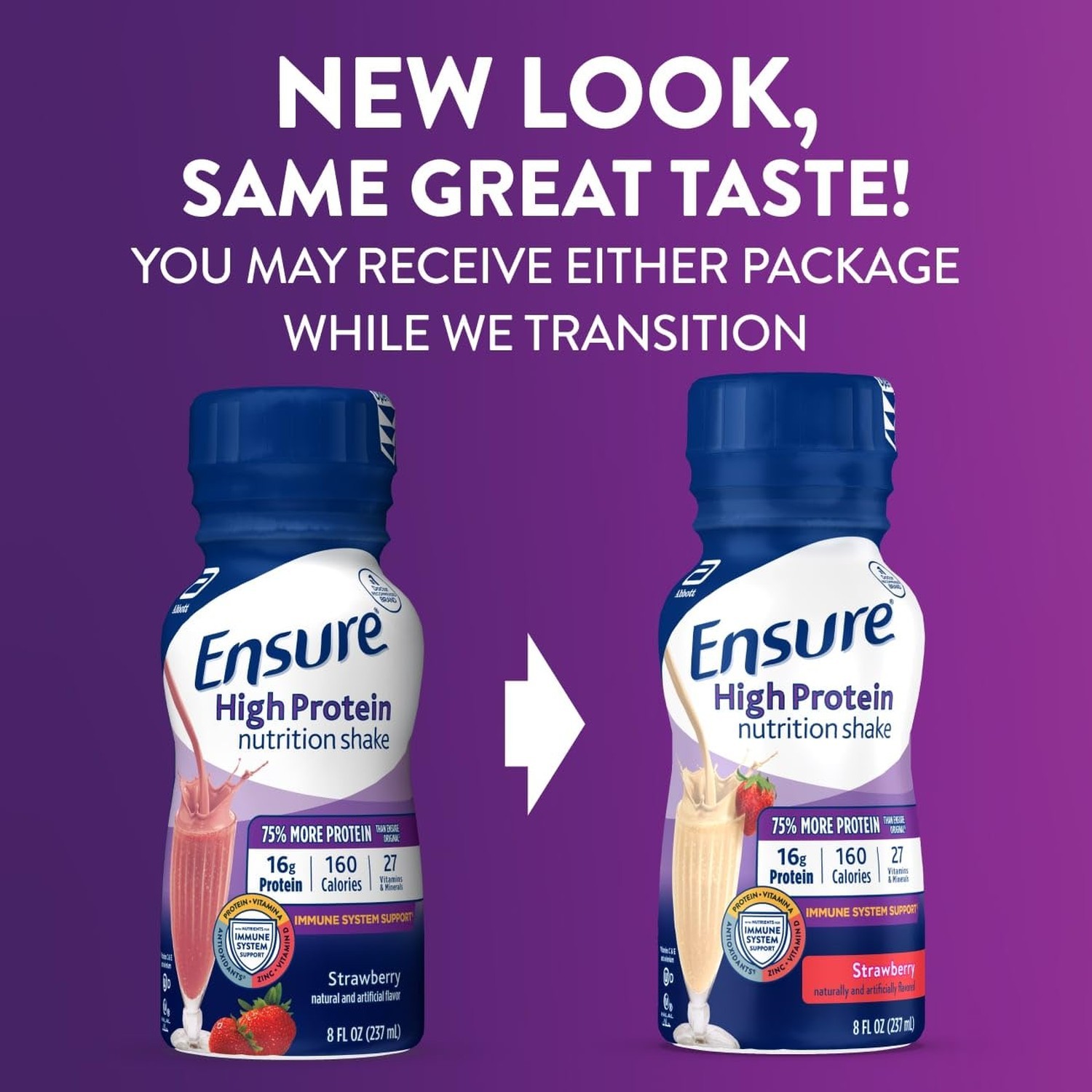 Ensure High Protein Strawberry Nutrition Shake 16g Protein Ready to Drink