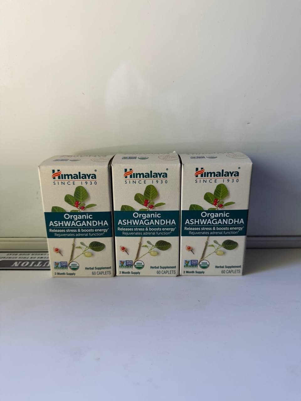 NEW Himalaya Organic Ashwagandha 60 Caps Ea. Lot Of 3 Exp. 7/2029
