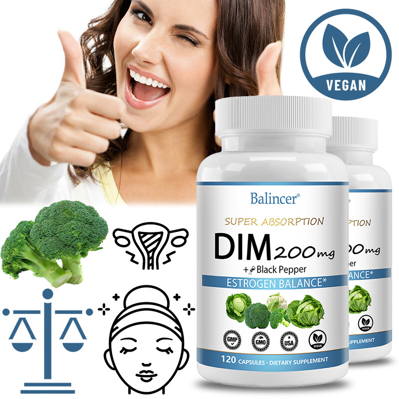 DIM (Diindolylmethane) 200 mg with BioPerine, Estrogen Balance, 30-120 Tablets