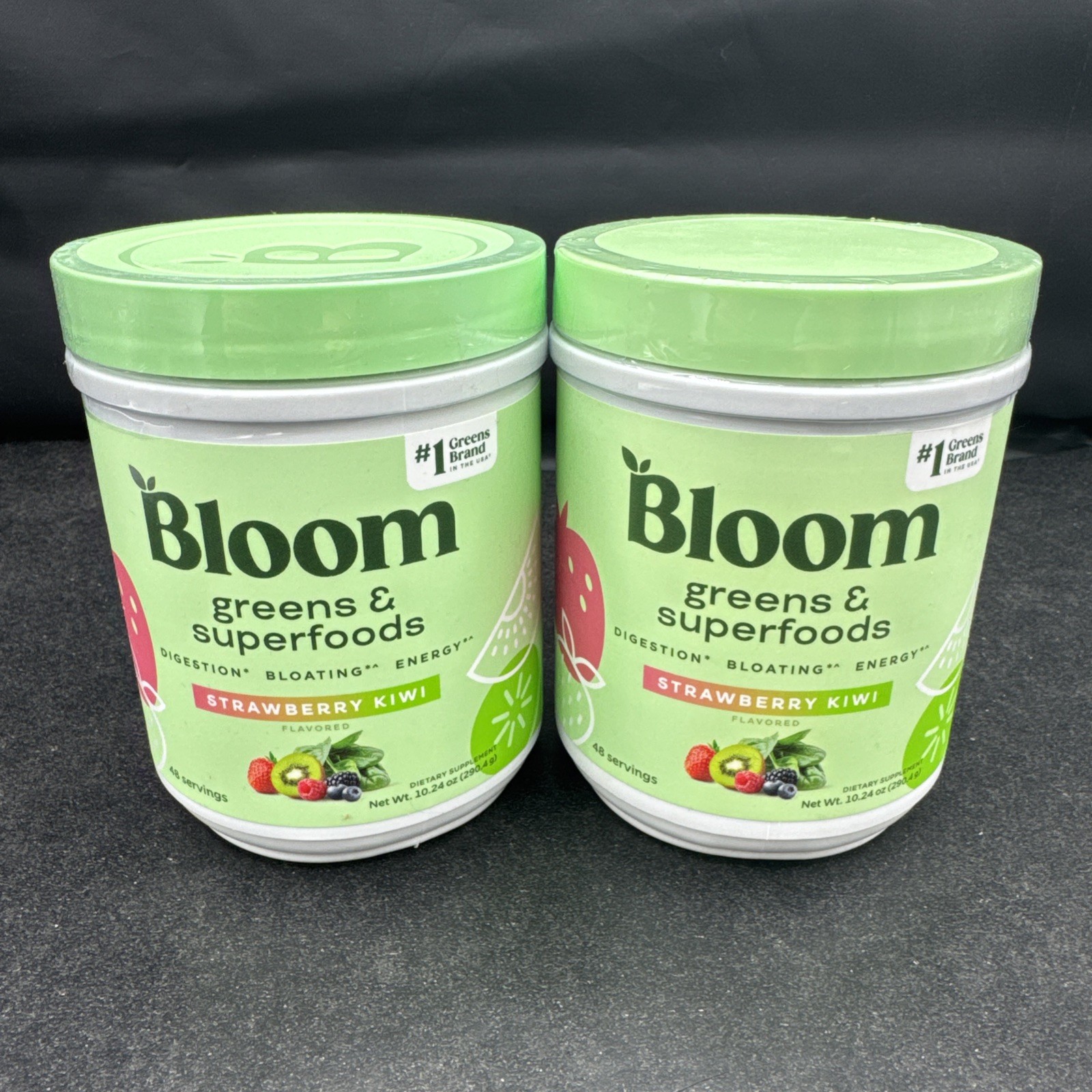 Lot of 2 – Bloom Greens & Superfoods Powder Strawberry Kiwi 48 Serving EXP 11/26