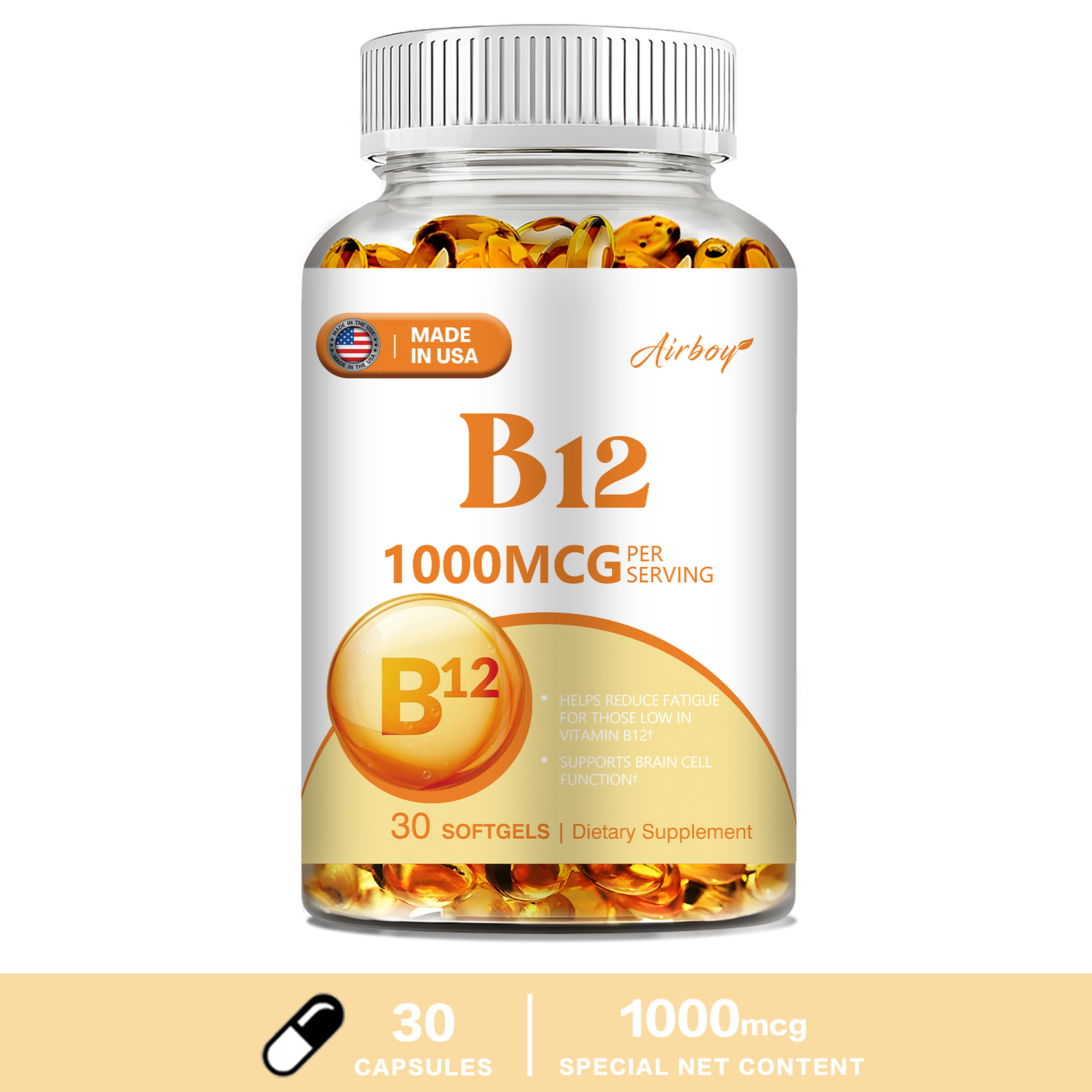 Vitamin B12 Capsules 1000mcg – Boosts Energy Nervous System, Energy Metabolism