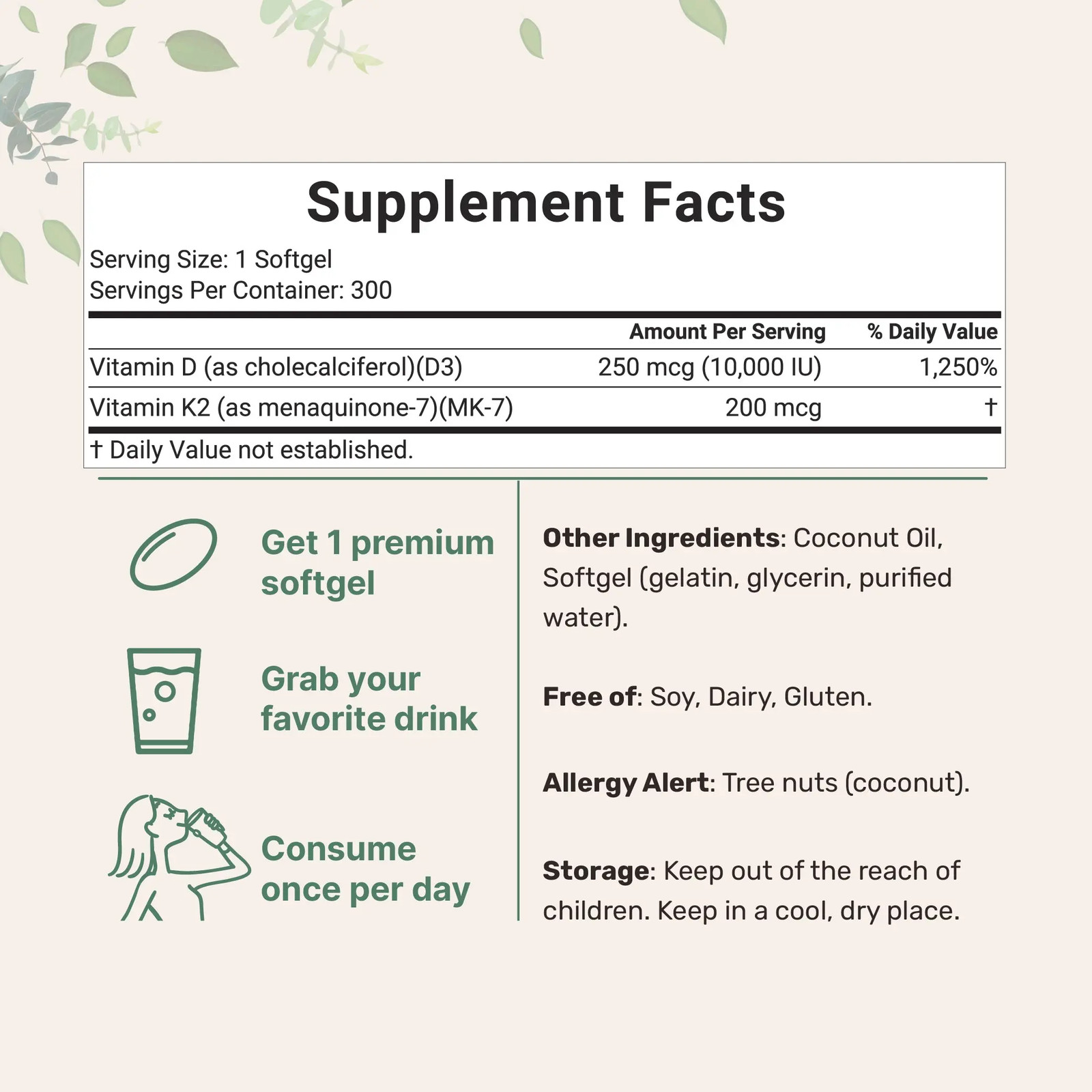 Micro Ingredients Vitamin D3 K2 Softgels Daily Bone Immune Wellness Supplement