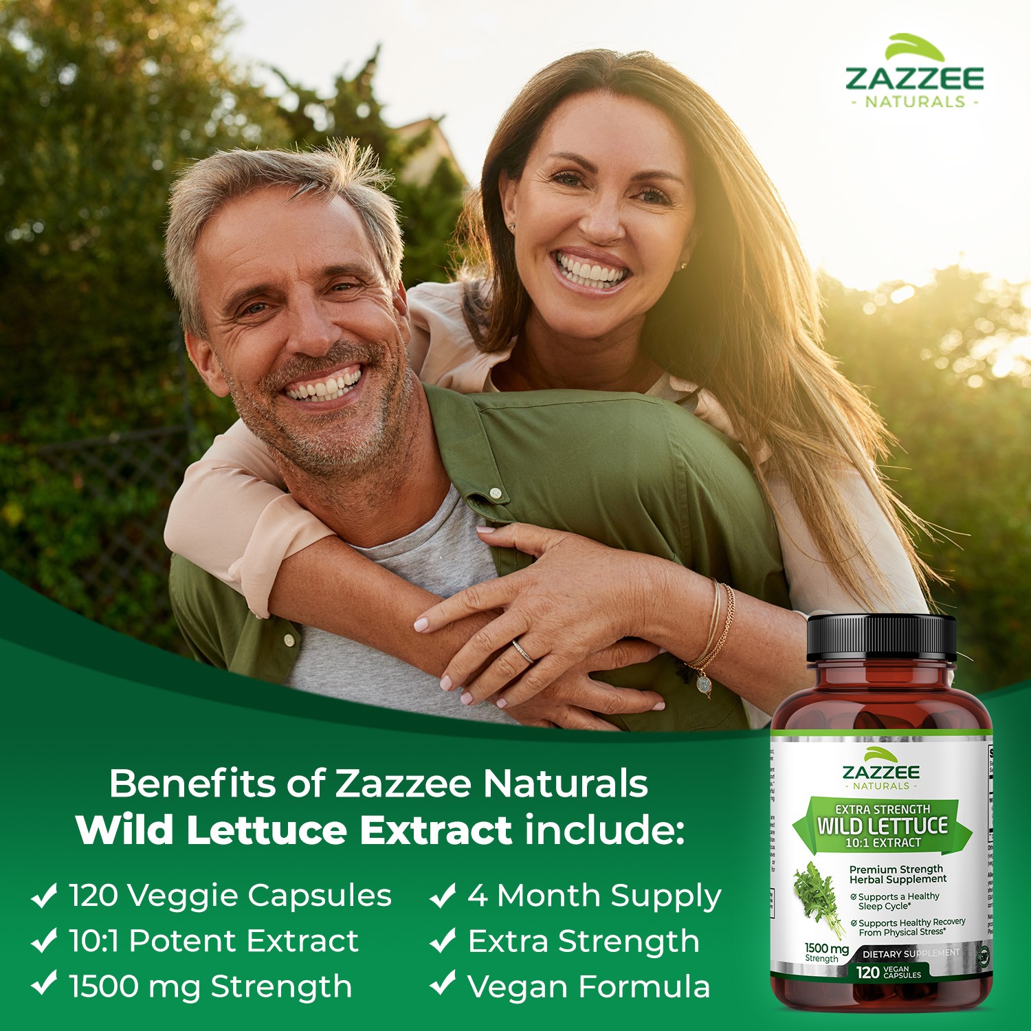 Wild Lettuce Extract 500 mg 120 Veggie Capsules Lactuca Virosa Pain Relief 4:1