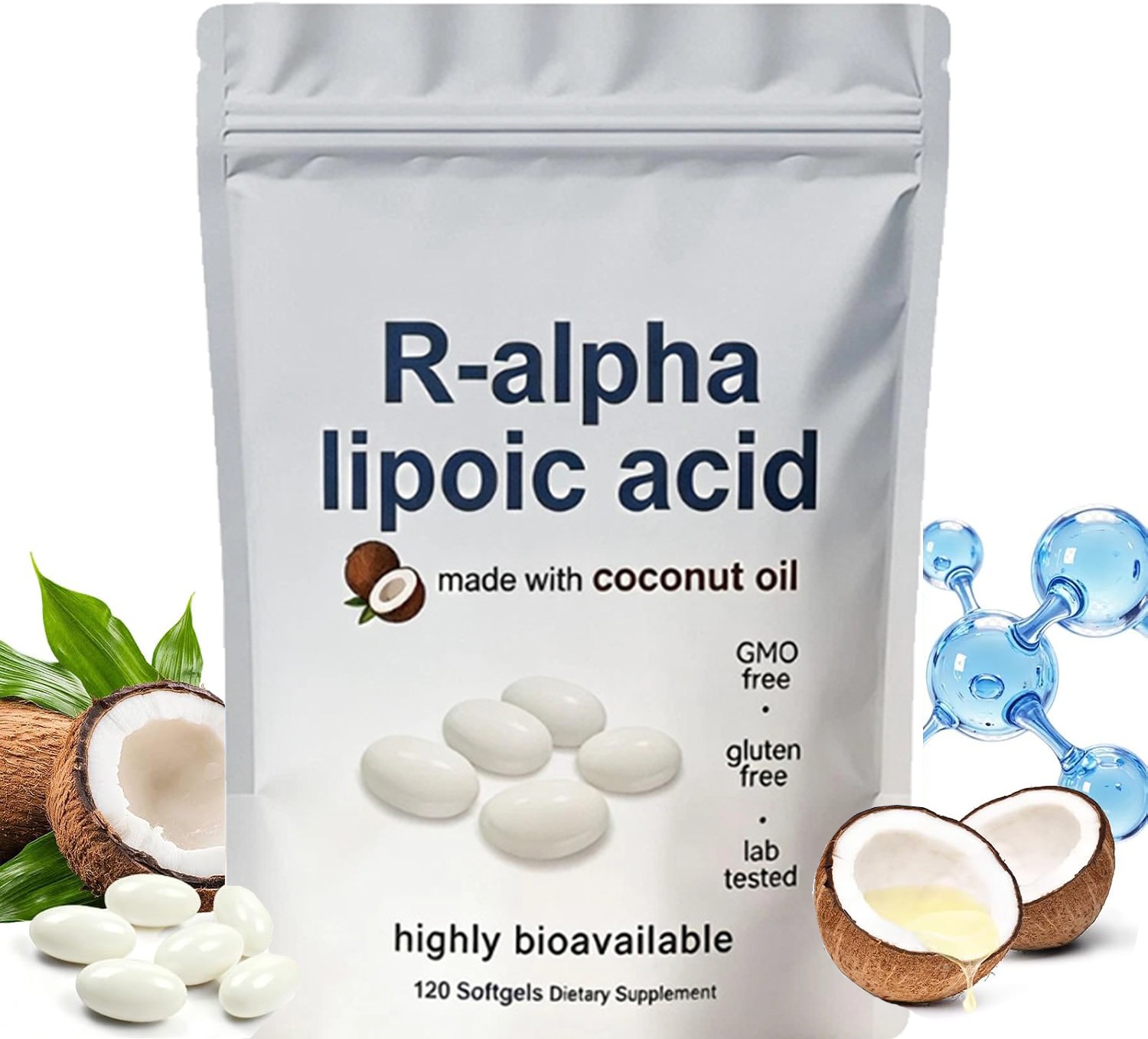 R-alpha Lipoic Acid 600mg , 120 Softgels, Antioxidant Support