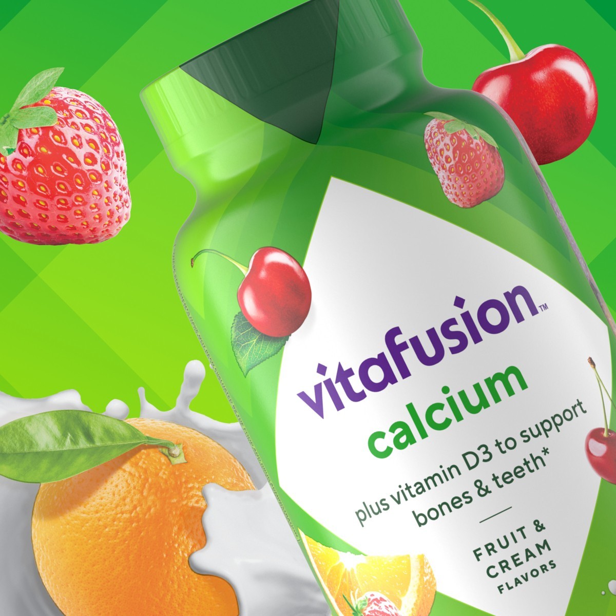 Vitafusion Calcium Gummy Dietary Supplement – Fruit & Cream – 100ct