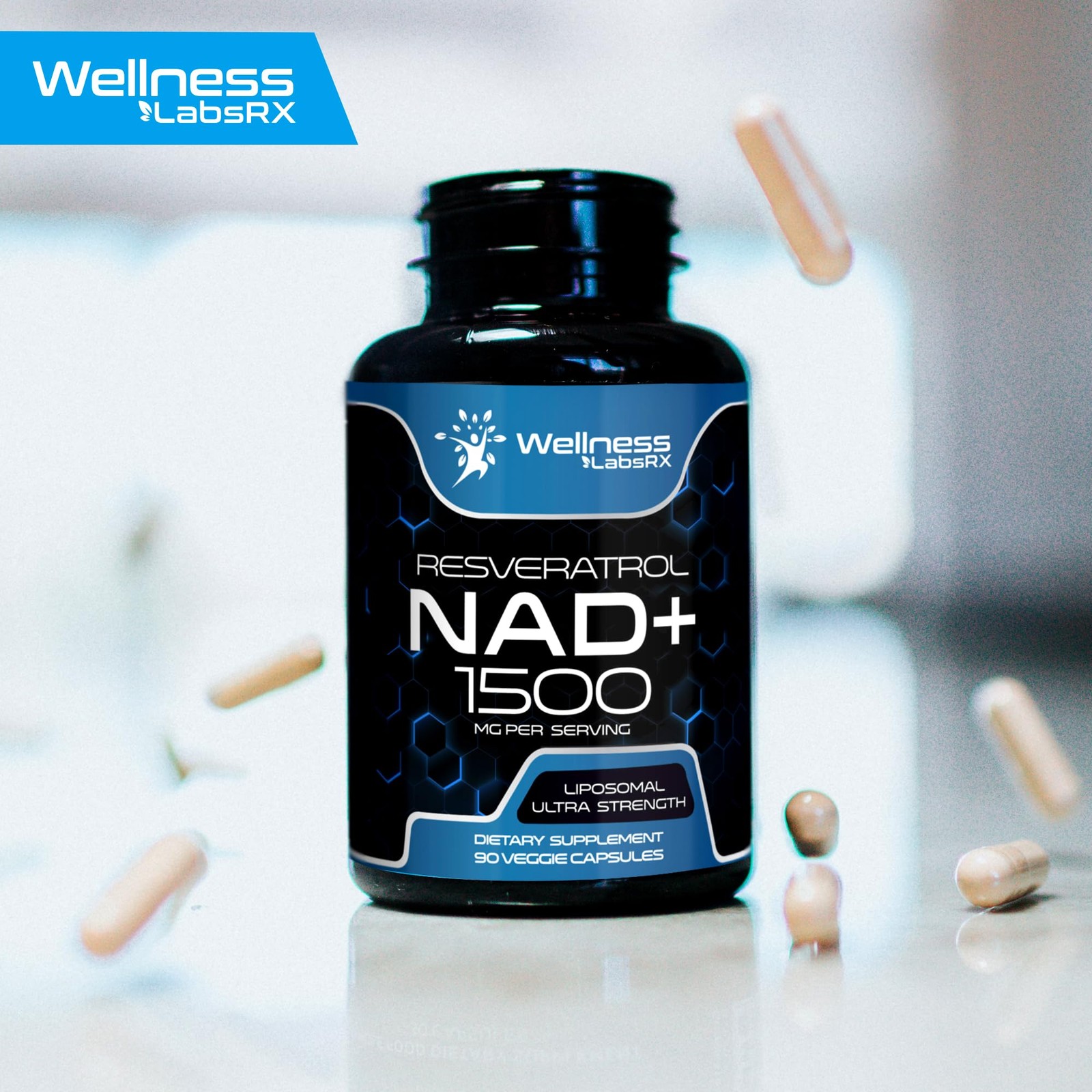 WELLNESS LABSRX NAD Supplement 1500mg – USA Made Liposomal NAD+ Supplement wi…