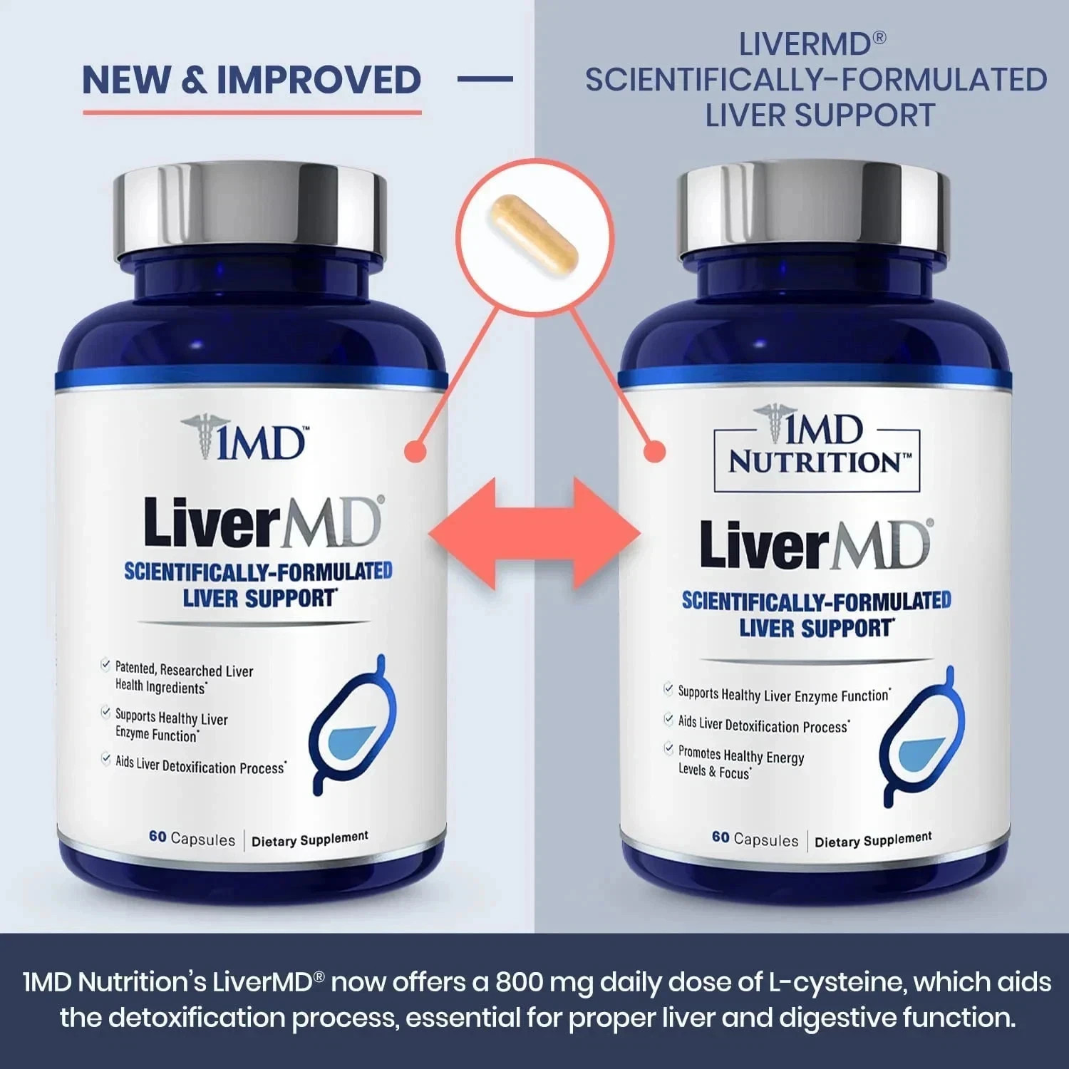 1MD Nutrition LiverMD support healthy liver, 60 Caps, Exp 01/2028 (Pack of 2)