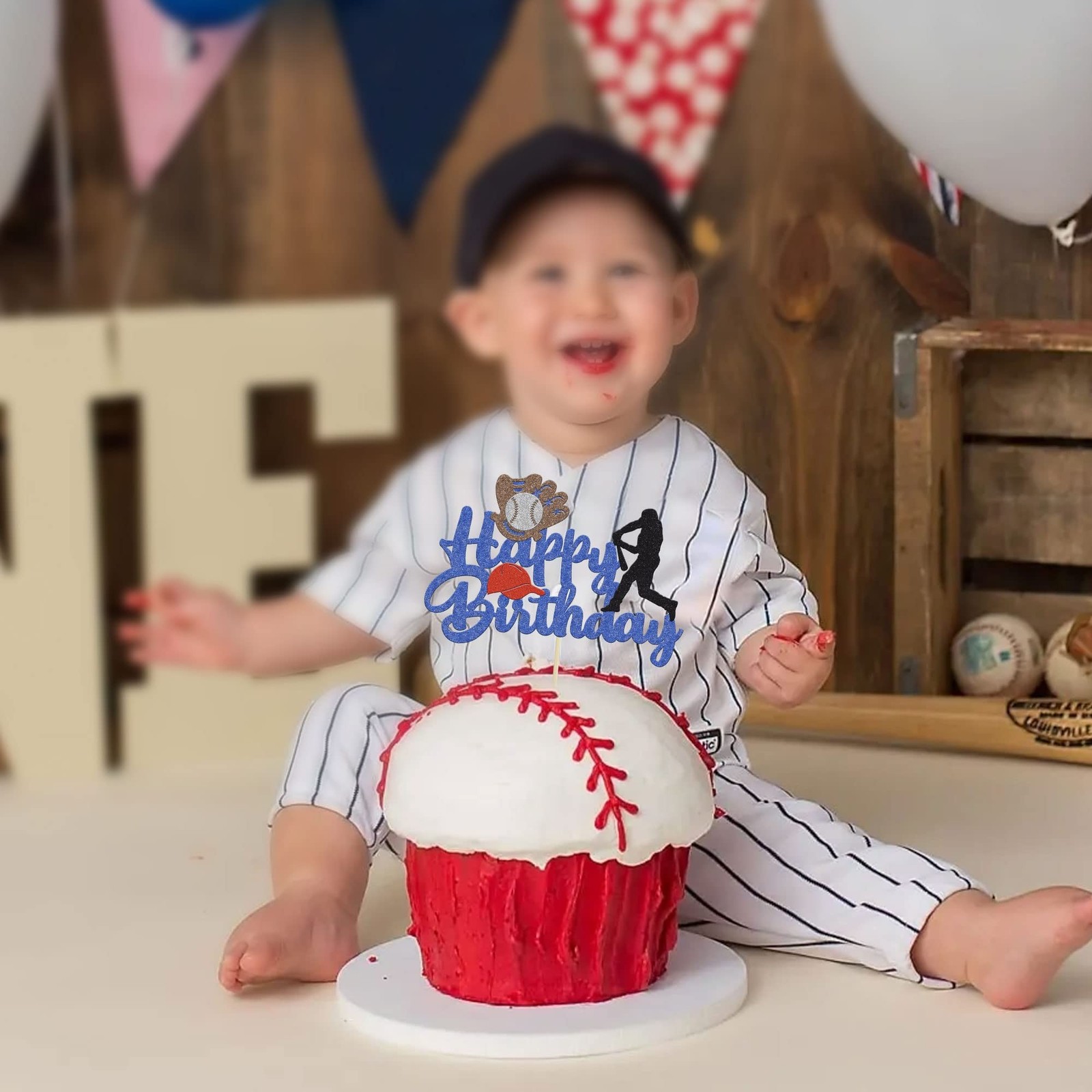 1 Pack Baseball Theme Cake Topper Sports Happy Birthday Baseball Player Cake …