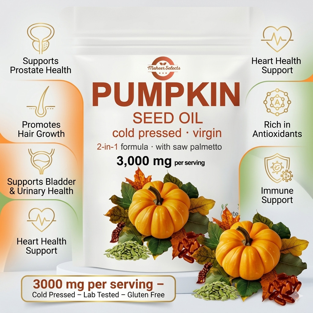 Pumpkin Seed Oil 3000mg Softgels | Cold Pressed Virgin | Saw Palmetto | 300 Coun