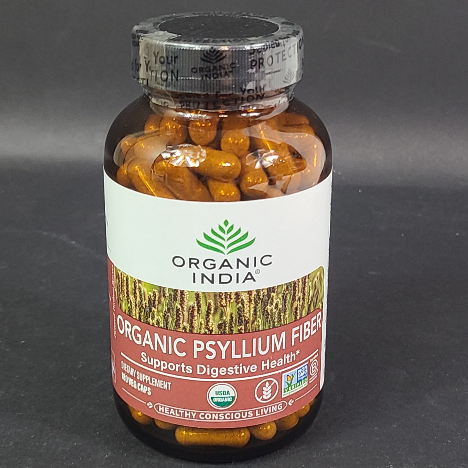 New Organic India Organic Psyllium Fiber 180 Veg Caps Digestive Health Exp 04/27