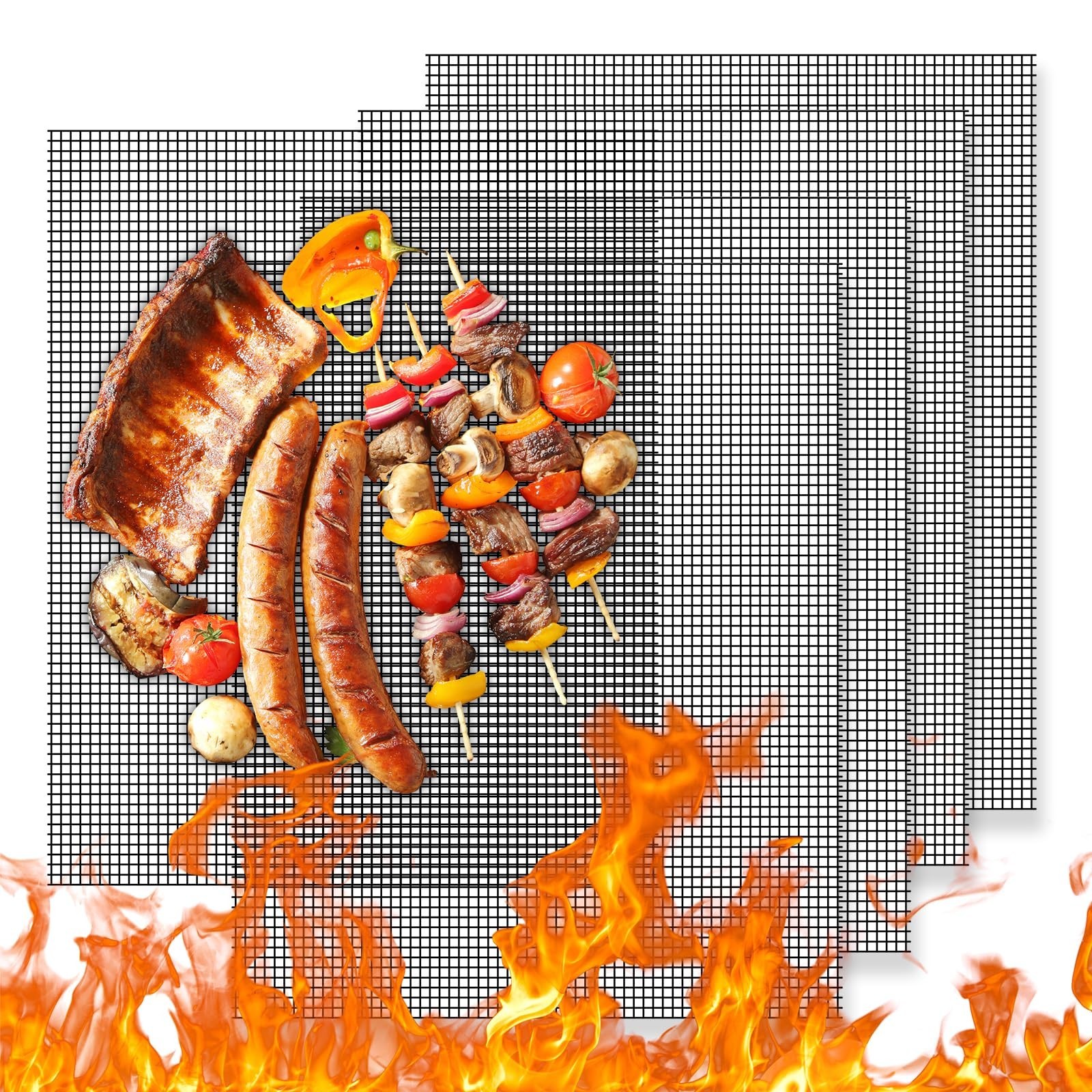 Dailyart Grill Mesh Mat – Set of 5 Non-Stick Mesh Grill Mats for Outdoor Gril…