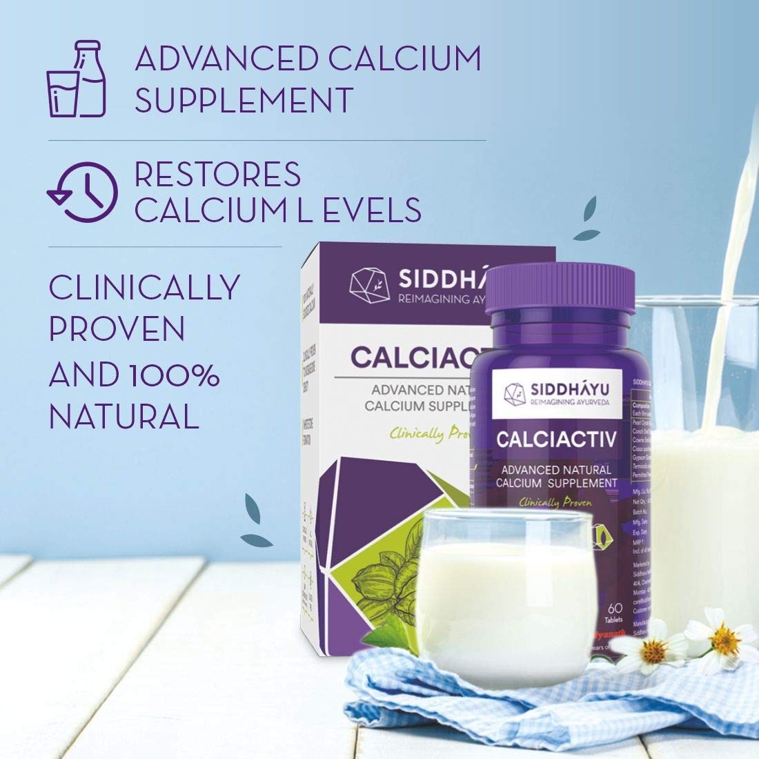 SID.DHAYU Calciactiv Natural Calcium Bone Support 60 Tabs