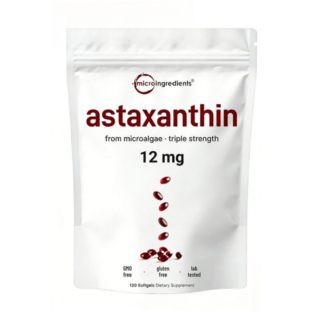 Micro Ingredients Astaxanthin 12mg – Natural Tanning, Easy-to-Swallow Softgels