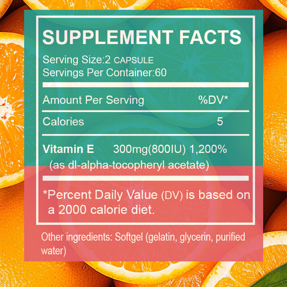2Pack Vitamin E Softgels 800IU Supplements, Natural Antioxidant & Immune Support