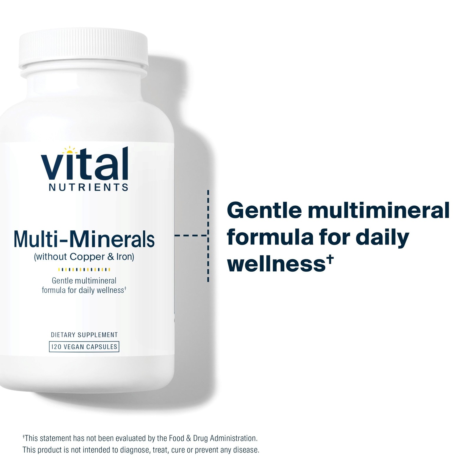Vital Nutrients Multi-Minerals Citrate/Malate No Copper Iron Vegan 120 Capsules