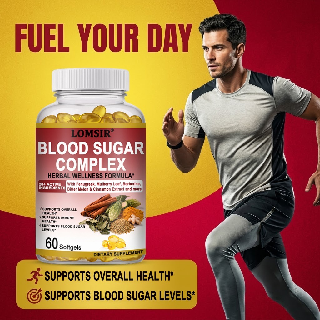 Blood Sugar Complex Supplement, 20+ Natural Herbs Vitality Support – 60 Softgels