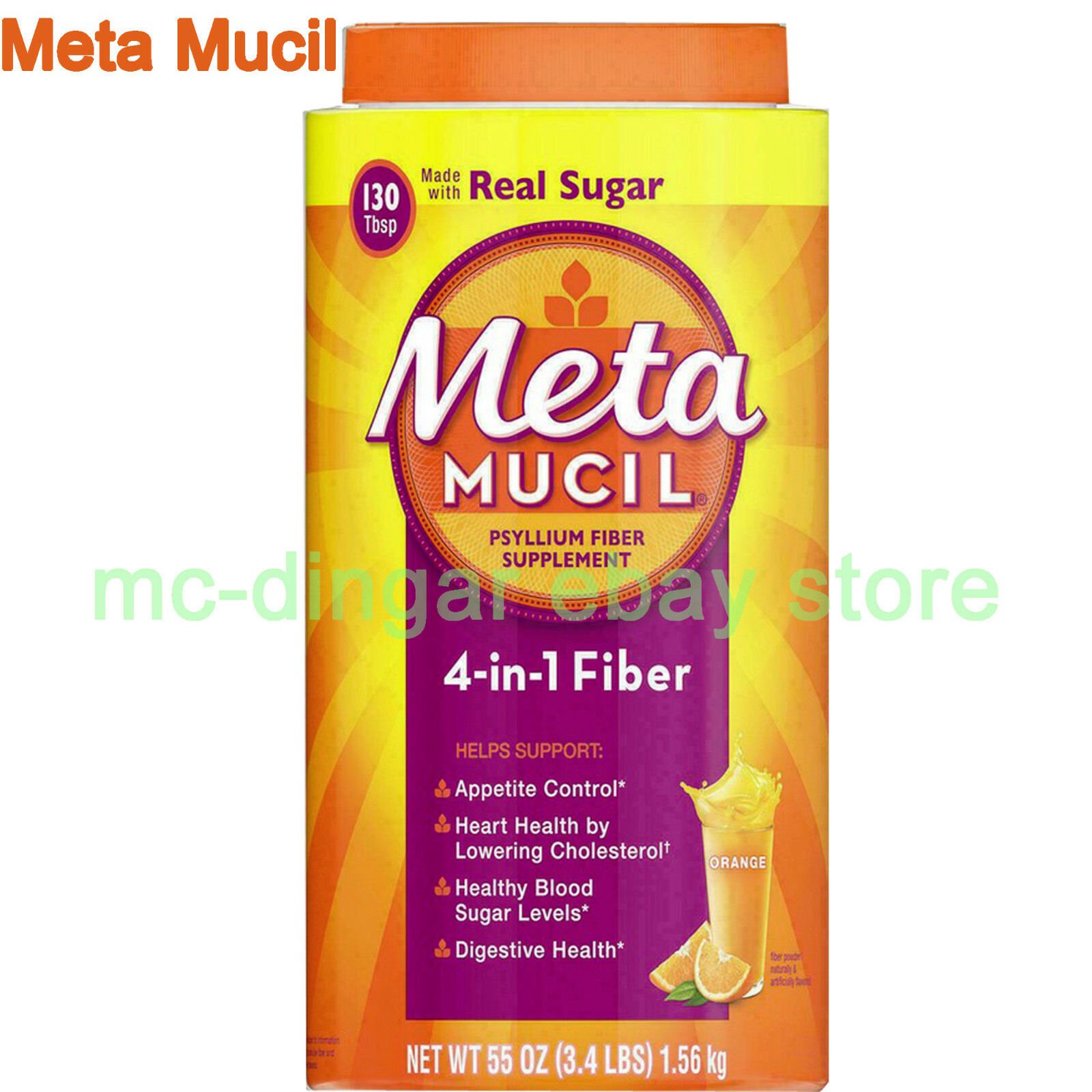 55 oz Metamucil 4-in-1 MultiHealth Fiber Supplement Powder Orange Smooth EX 2026