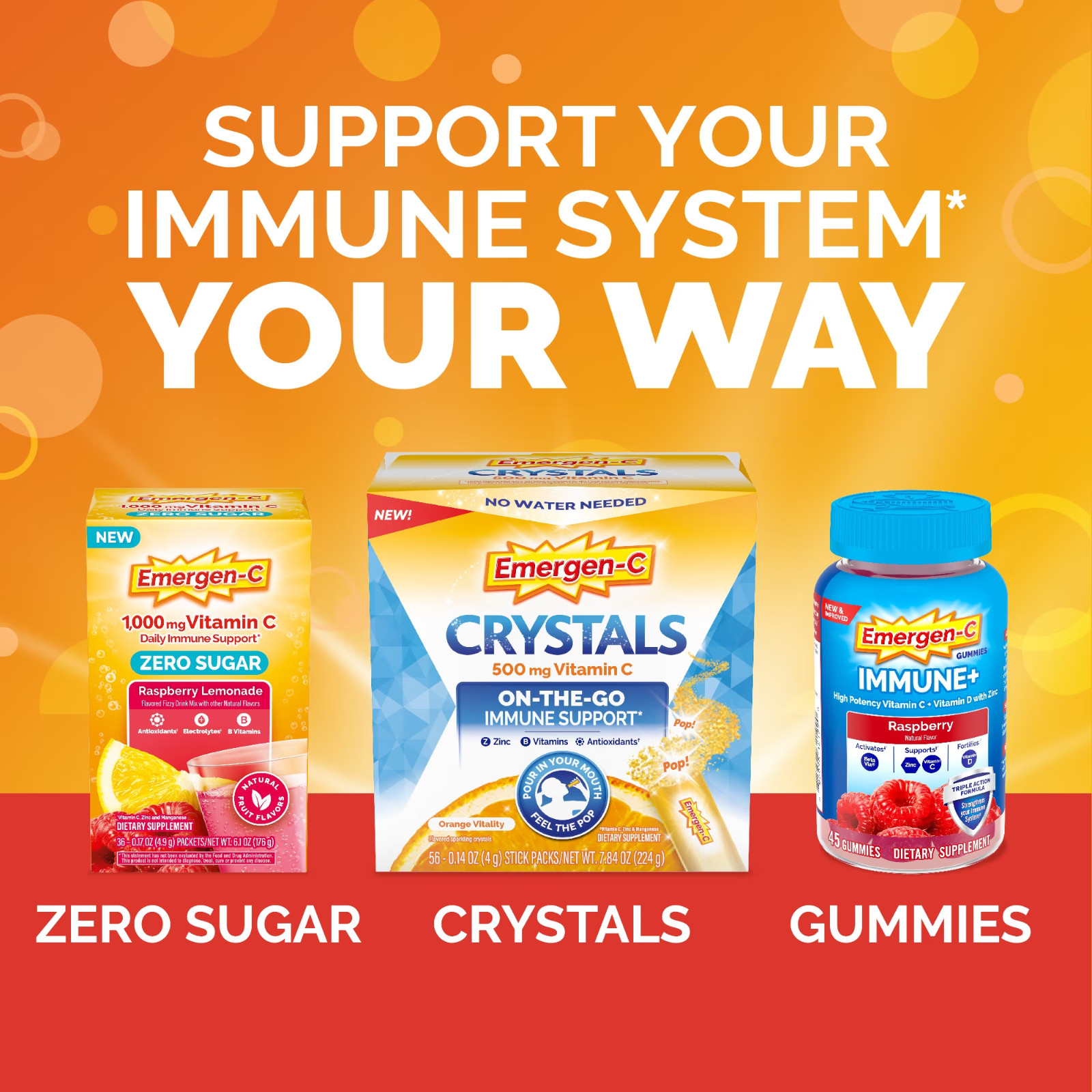 3 Pack Emergen-C Daily Immune Support Vitamin C Powder Raspberry 10 Ct
