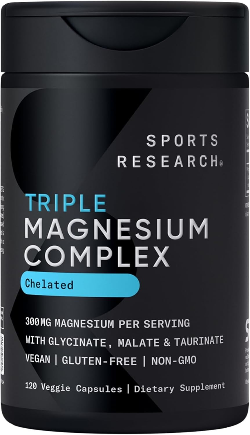 Sports Research Chelated Triple Magnesium Complex [120 Veggie Capsules]