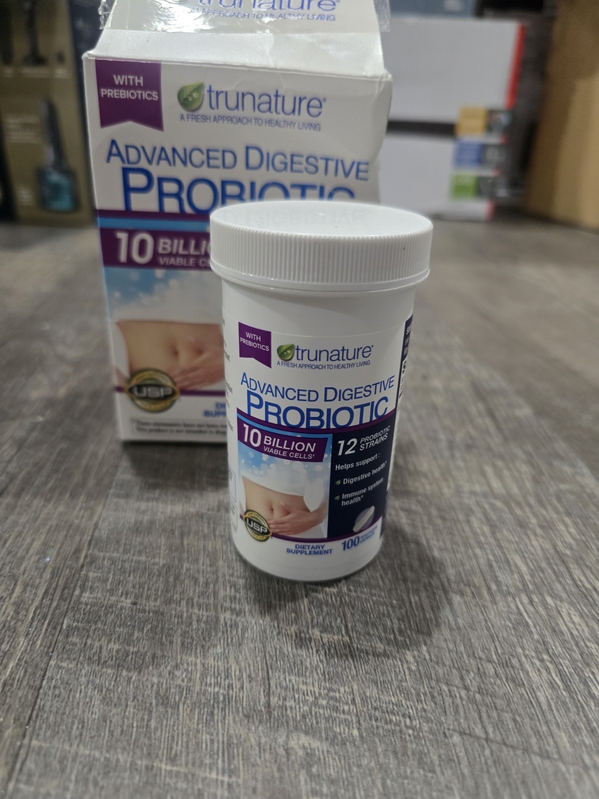 TruNature Advanced Digestive Probiotic Capsules -100 Count- 12 Probiotic Strains