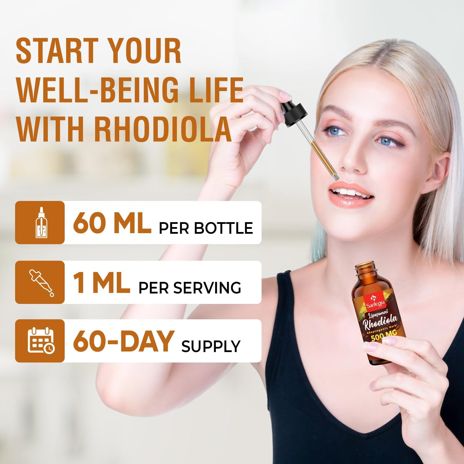 57,000 MG Liposomal Active Rhodiola Rosea Supplement with 2 Fl Oz (Pack of 1)