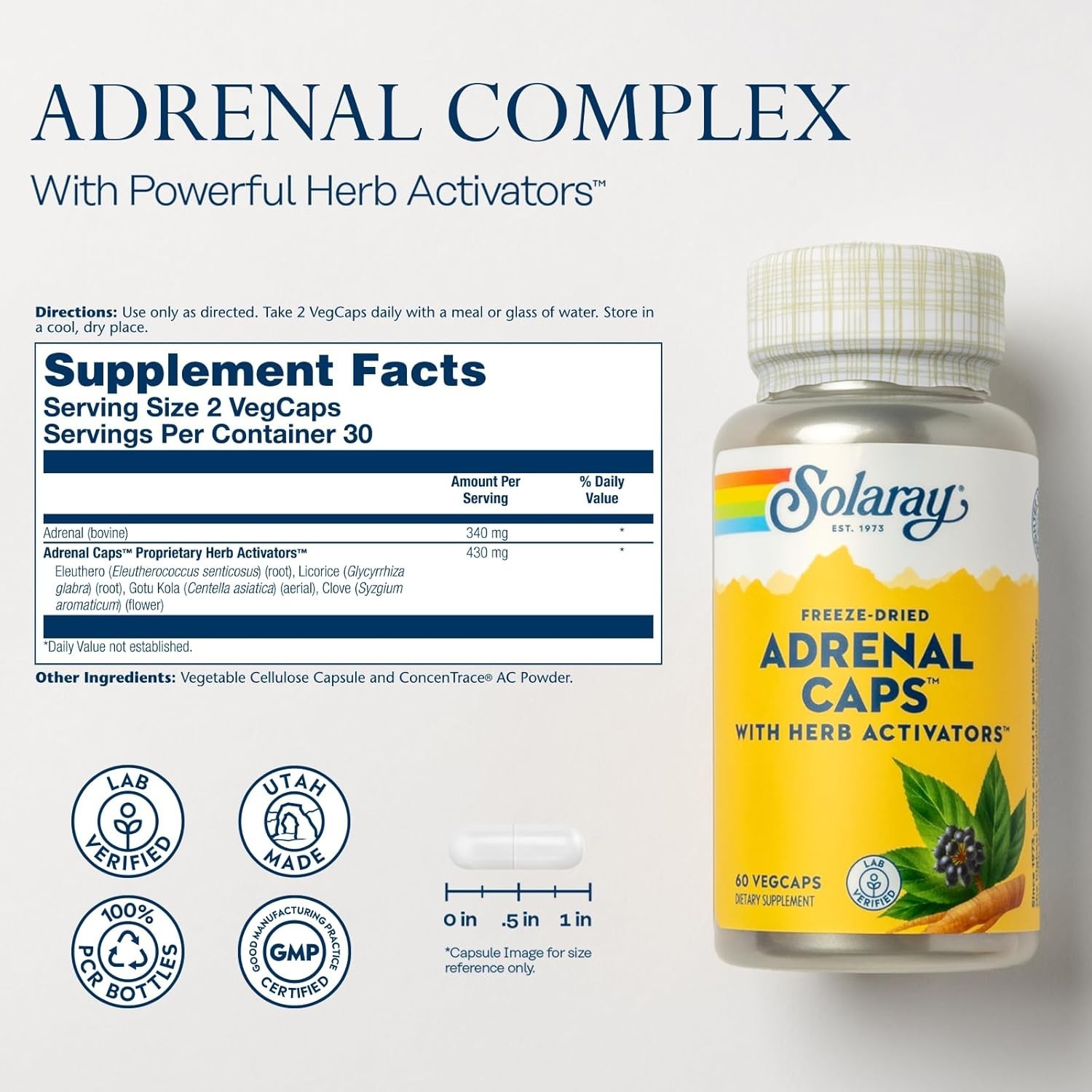 Wellness Boost Adrenal Cocktail – Lab-Verified, 60 VegCaps for Energy Management